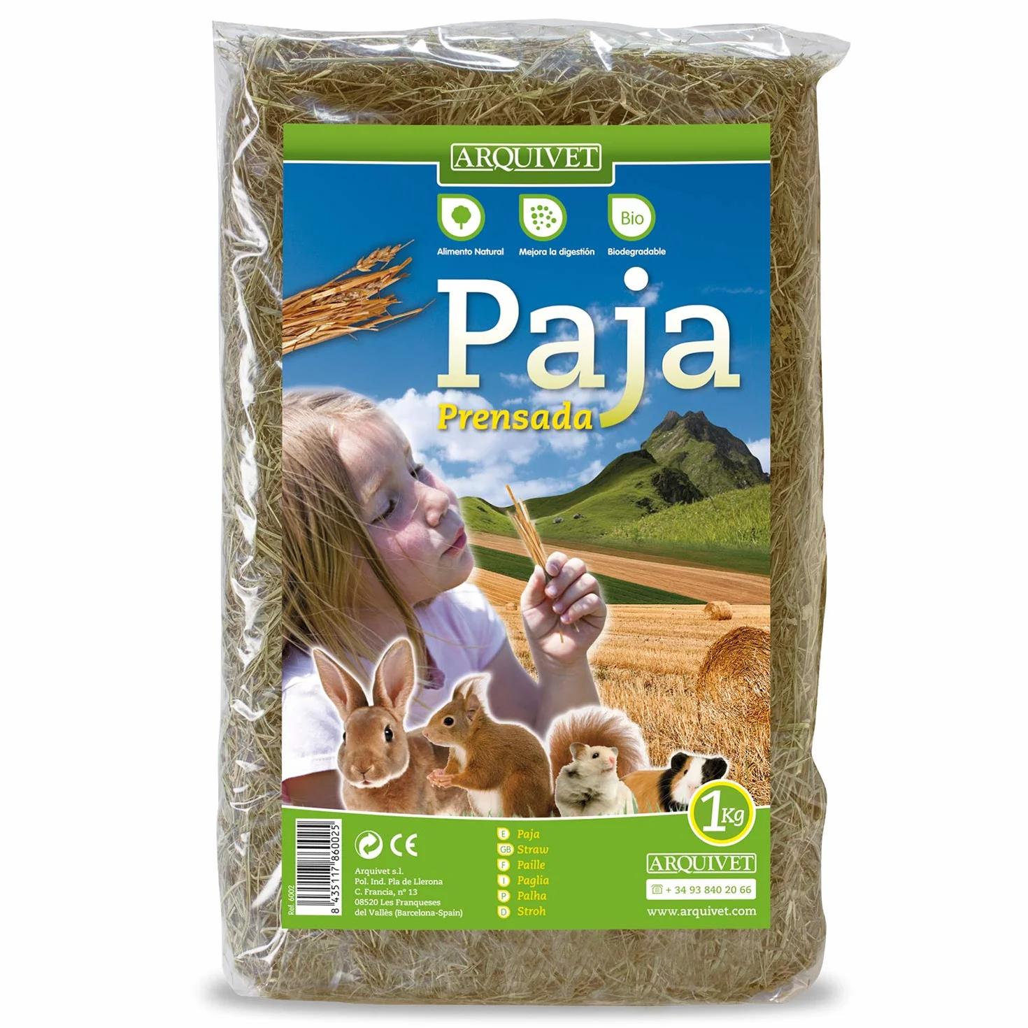 ARQUIVET Słoma dla gryzoni 1 kg – idealna karma dla królików, świnek morskich i małych gryzoni w ogóle