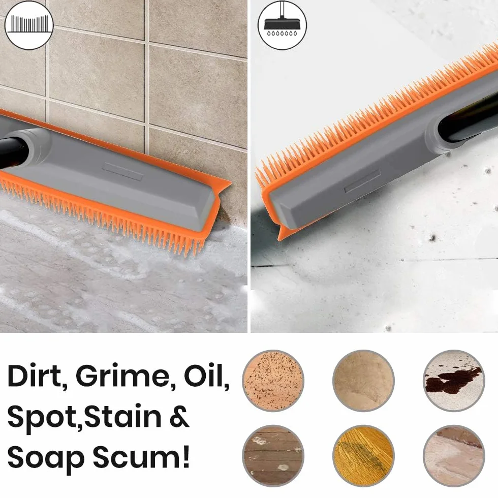 TreeLen Guma Broom Carpet Rake Pet Hair Remover Broom with Squeegee Extension Push Broom for Carpet Hardwood Floor Tile Windows