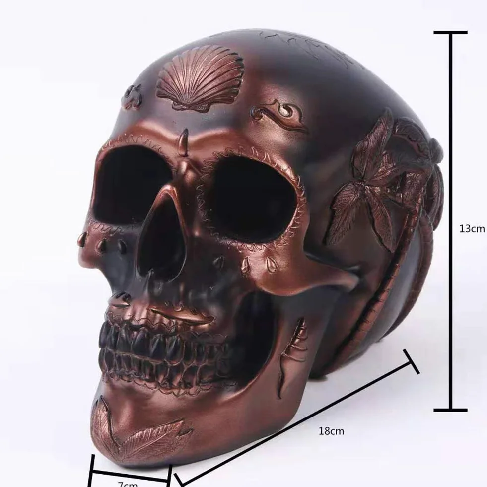 BOLLAER Skarbonka Czaszka - Spersonalizowana Dekoracja Domu, Statua Szkieletu Głowy, Model Halloween, Rekwizyt z Żywicy