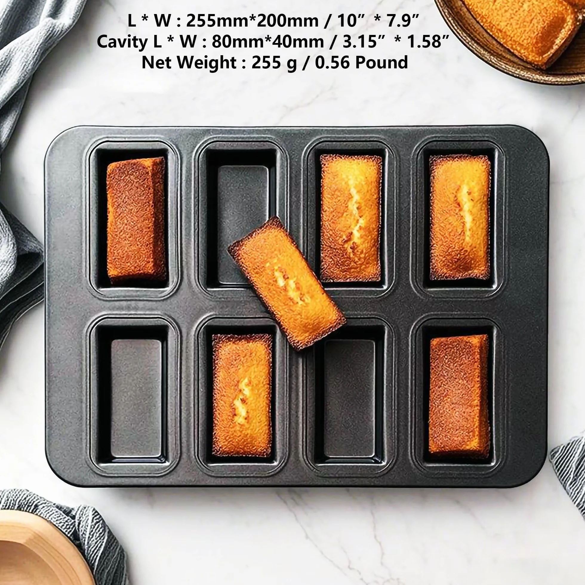 Nieprzywierająca forma do pieczenia ze stali węglowej (8 Cavity Financier Baking Pan)