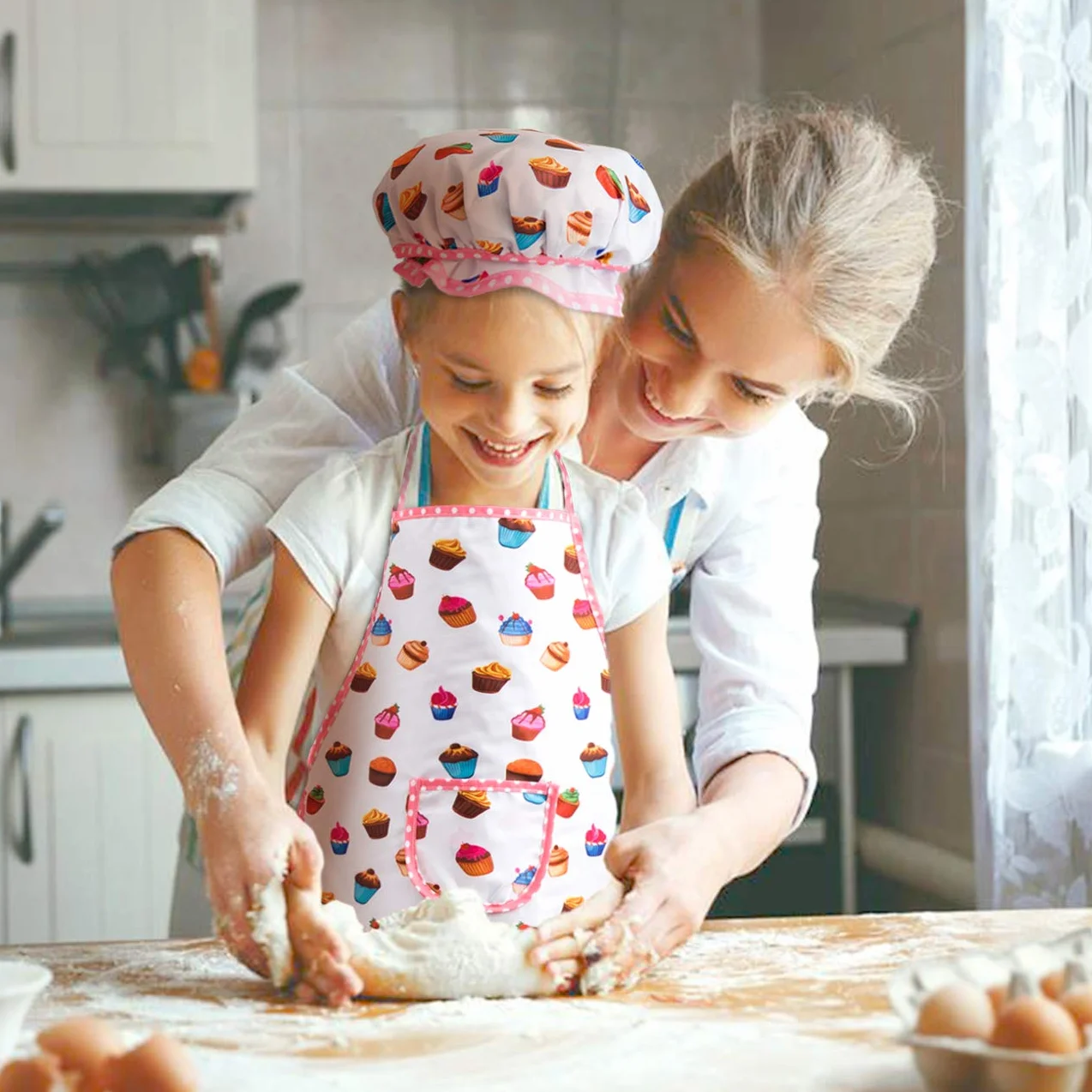 LIHAO 20 x zestaw do gotowania dla dzieci, słodki zestaw do pieczenia, zestaw zabawek kuchennych, akcesoria fartuch z czapką kucharską, rękawiczkami do garnków, foremka do wycinania foremek do