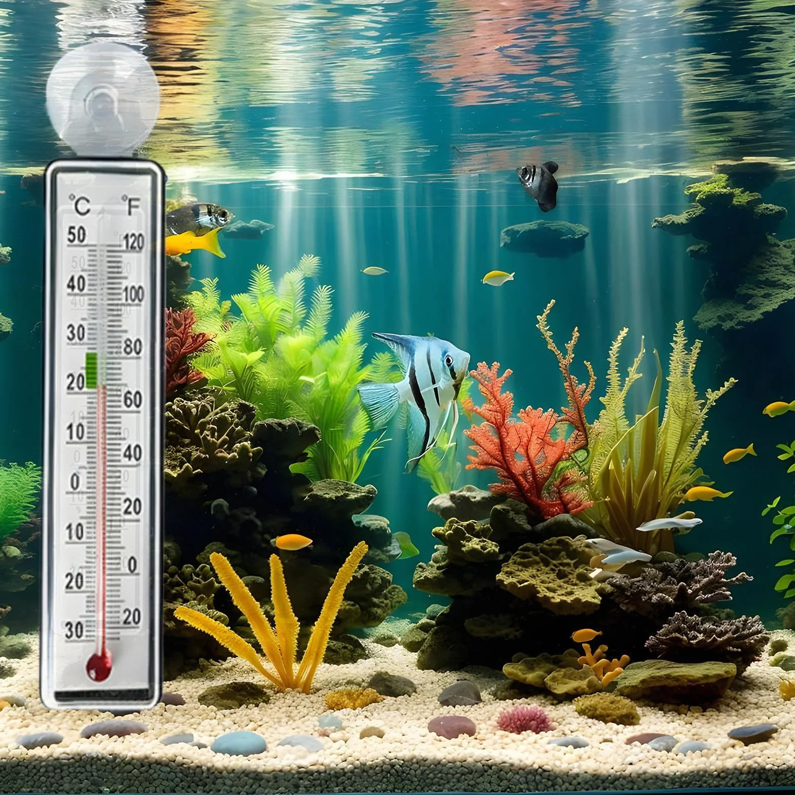 Termometr do Akwarium - Monitor Temperatury w Terrarium - Antykolizyjny Termometr Z Przyssawką Dla Terrarium Gadów Akwarium Gotowania Warzenia I Pieczenia