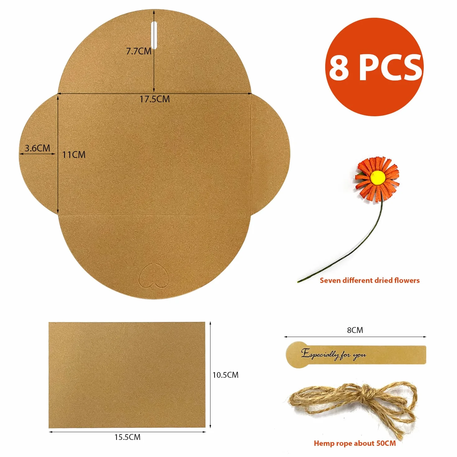 8 różnych stylów kartek z życzeniami z suszonymi kwiatami, koperty na karty, kreatywne dekoracyjne kartki z życzeniami w stylu retro DIY na Boże Narodzenie, zaproszenia i wiele innych.