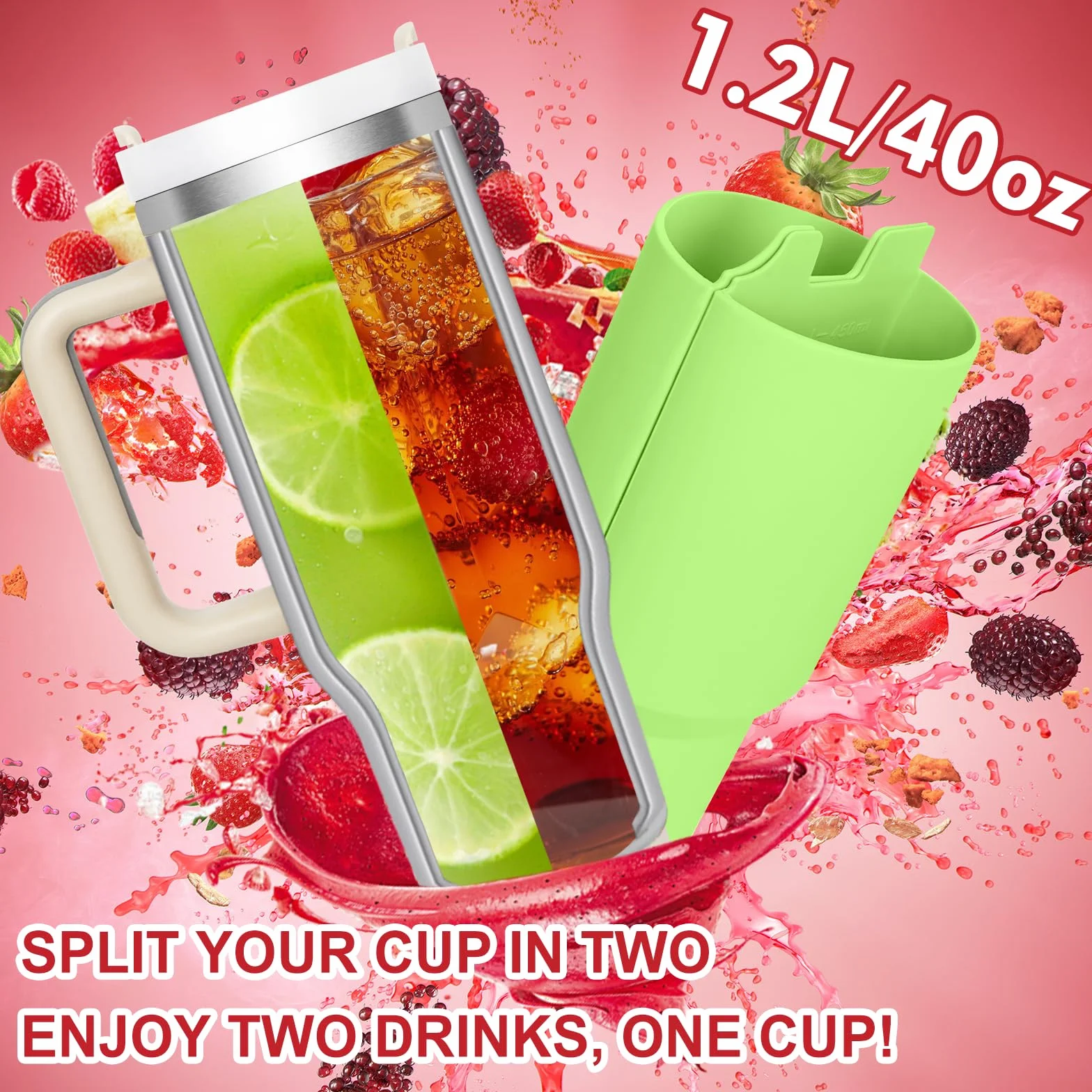 Silikonowy Separator 2 w 1 do Kubka Termicznego Stanley 1200 ml, Podwójna Ścianka Oddzielająca Kubków Kawy 40 oz, Bez BPA, Wielokrotnego Użytku, Łatwy do Czyszczenia, Rozdzielacz Tumbler