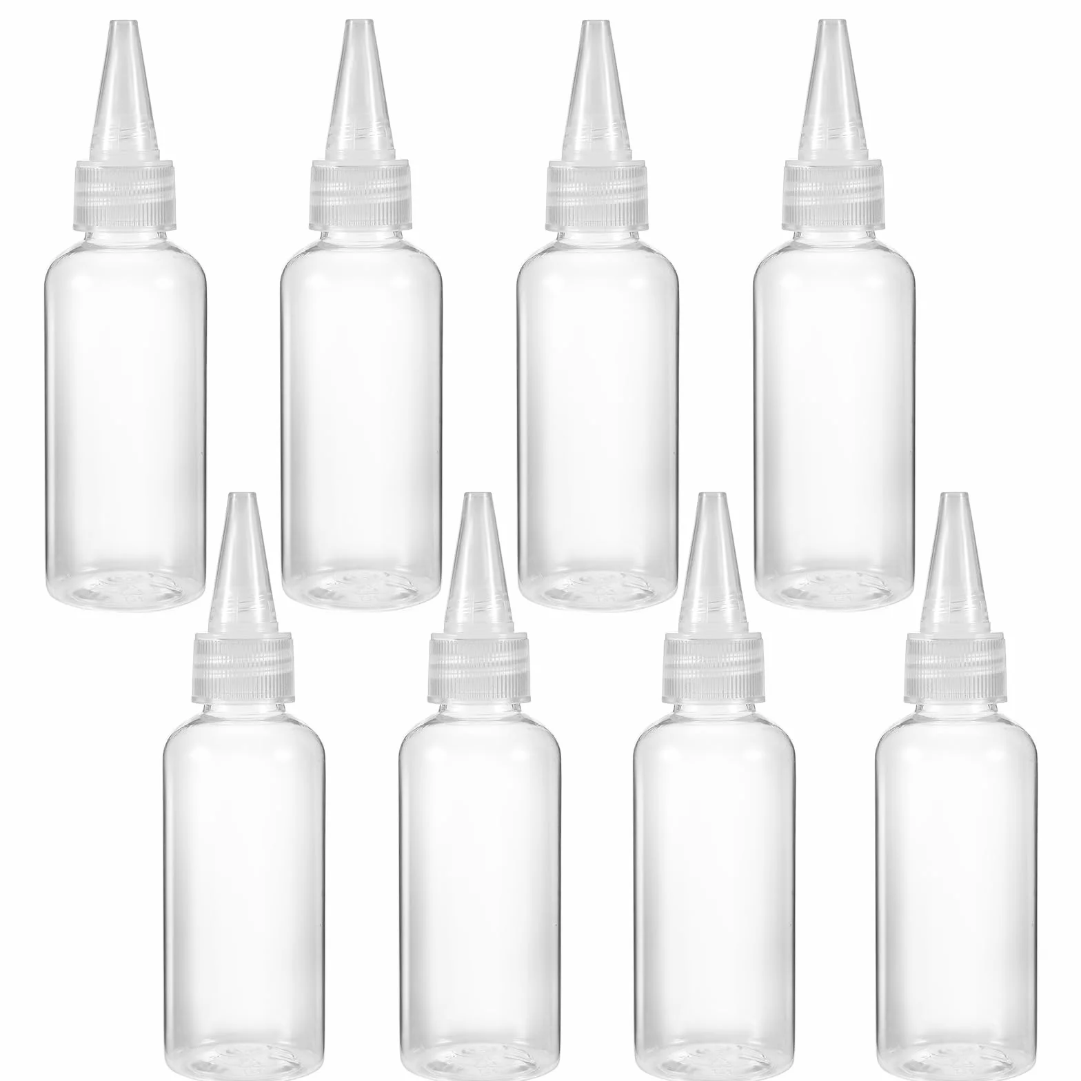 8 sztuk butelek wyciskanych z tworzywa sztucznego, uniwersalne butelki z tworzywa sztucznego, 60 ml, plastikowa butelka do wyciskania, bez wycieków, z nakrętkami do ketchupu, sosu sojowego, przypraw,