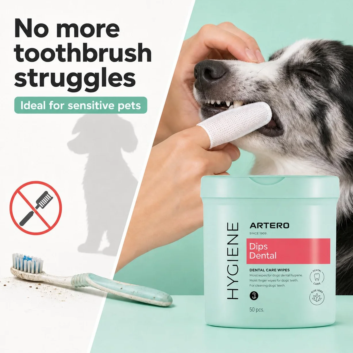 Artero Naparstki do czyszczenia zębów dla psów i kotów jasne przezroczyste