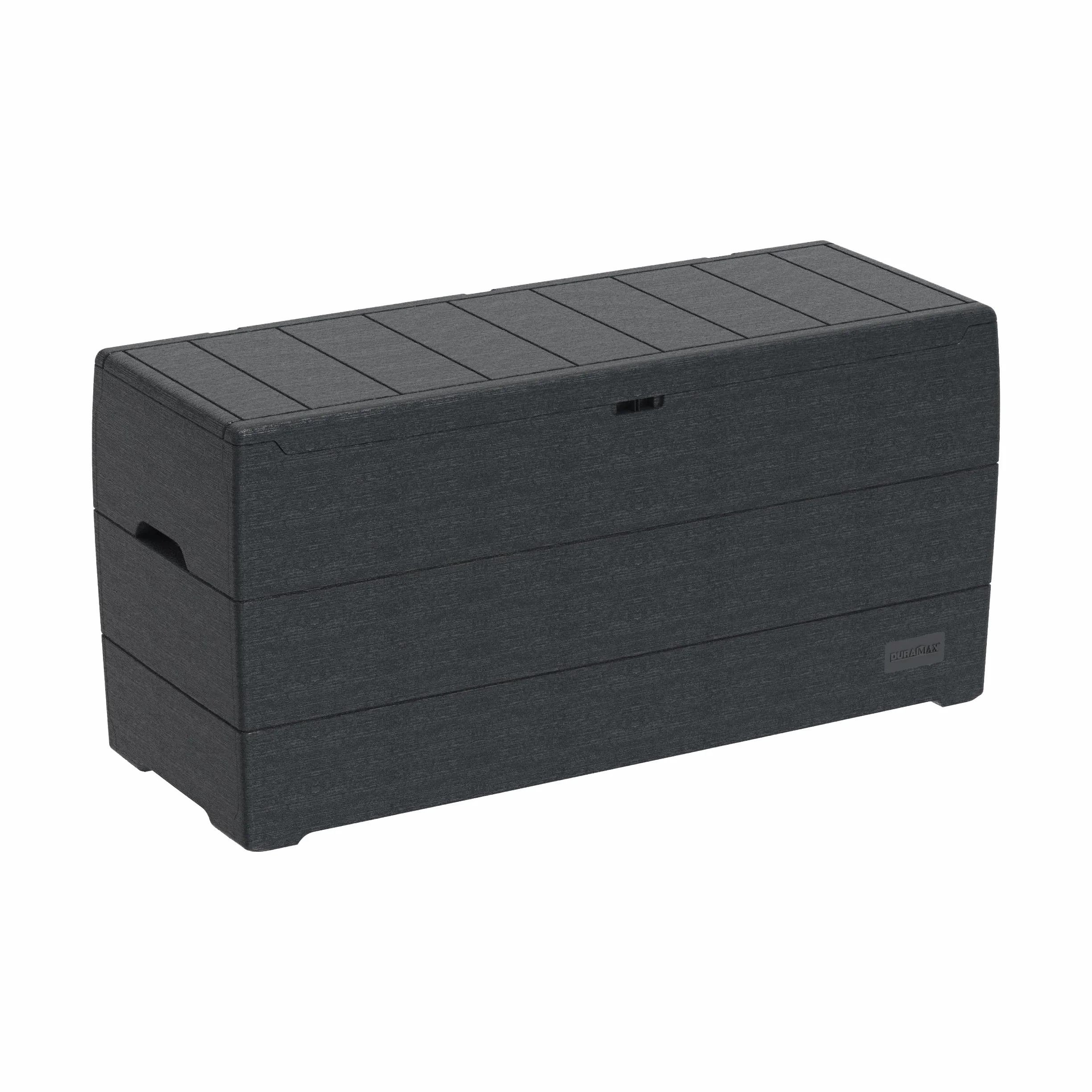 Duramax Cedargrain Durabox 270 litrów/71 galonów pojemnik do przechowywania, Organizer na meble ogrodowe, plastikowe pudełko na poduszki, pudełko na patio, ciemnoszary