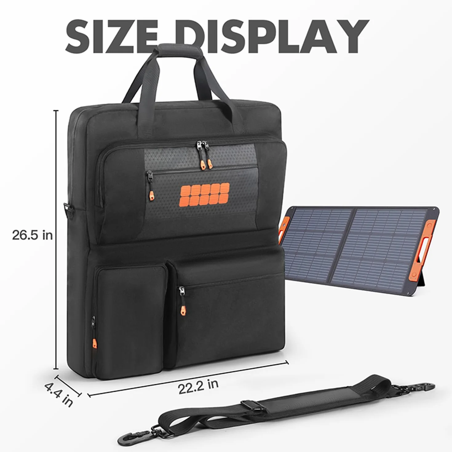 Torba do przenoszenia kompatybilna z Jackery SolarSaga 100 W 200 W 200 W dwukierunkowy przenośny panel słoneczny, podróżna torba do przechowywania na 2 panele akumulatorowe z kieszeniami na