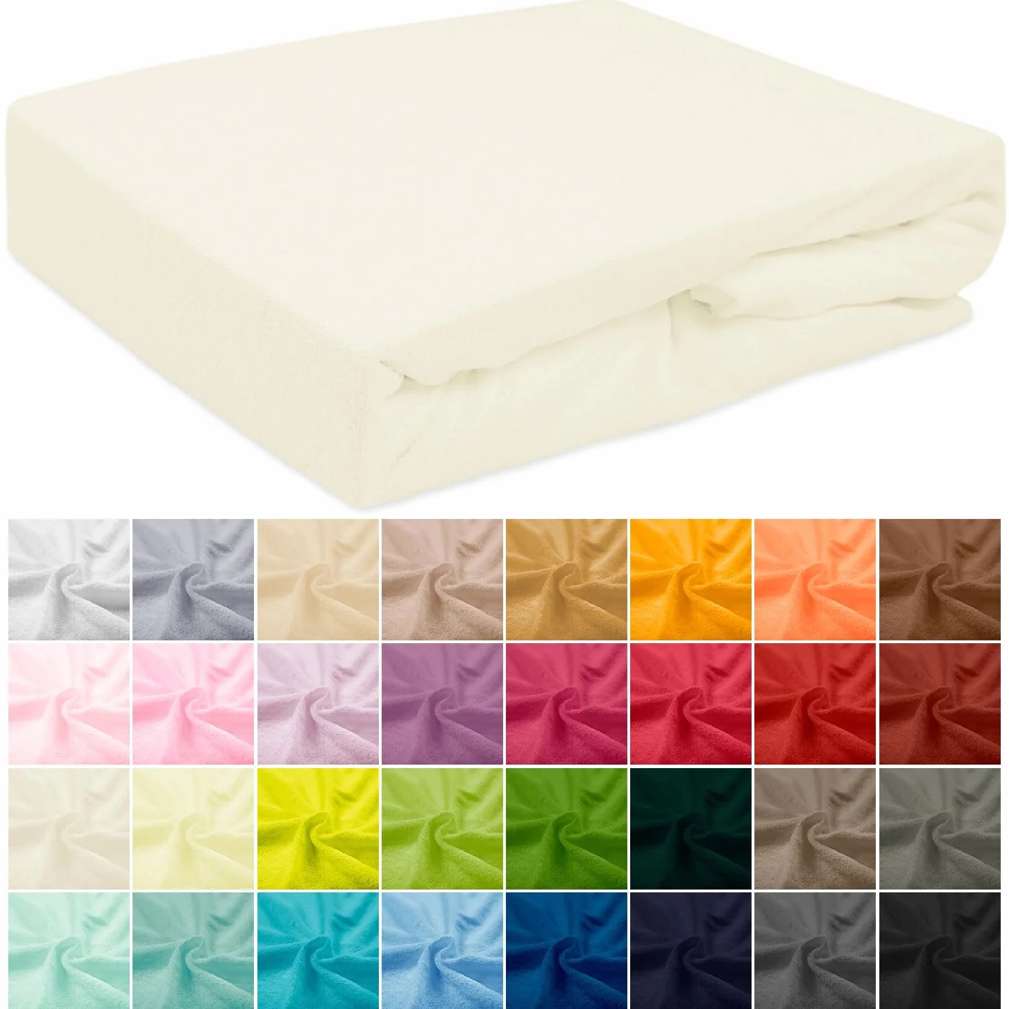 Prześcieradło z gumką frotte – miękkie prześcieradło z gumką – wysoka gramatura 155 g/m2 – wysokość materaca do 20 cm (Ecru, 160 x 200)