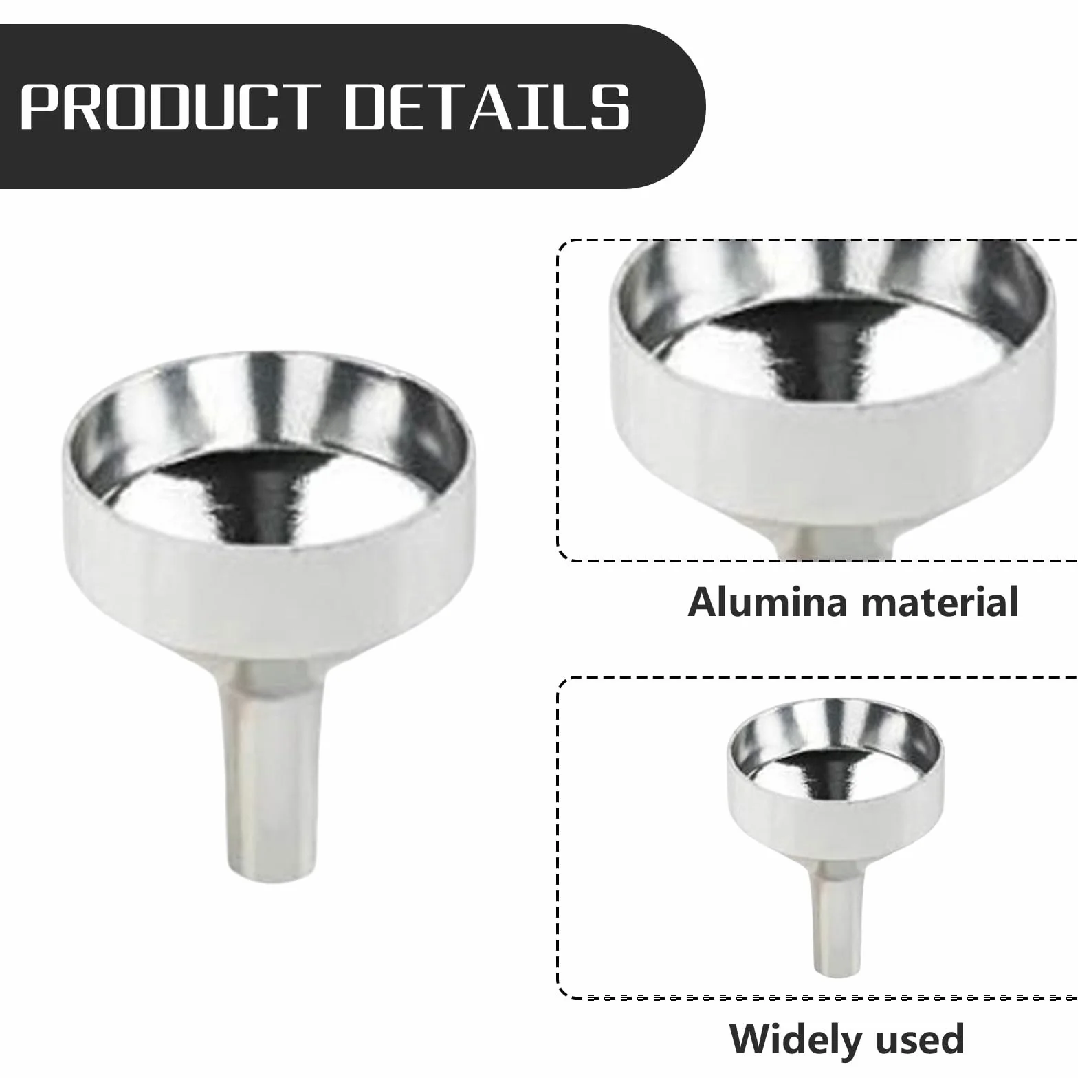 Moguri 3 małe lejki do napełniania butelek, mini lejki do napełniania z metalu, lejki aluminiowe do pojemników na wino dla płynów, kosmetyków, średnica otworu 1,8 cm