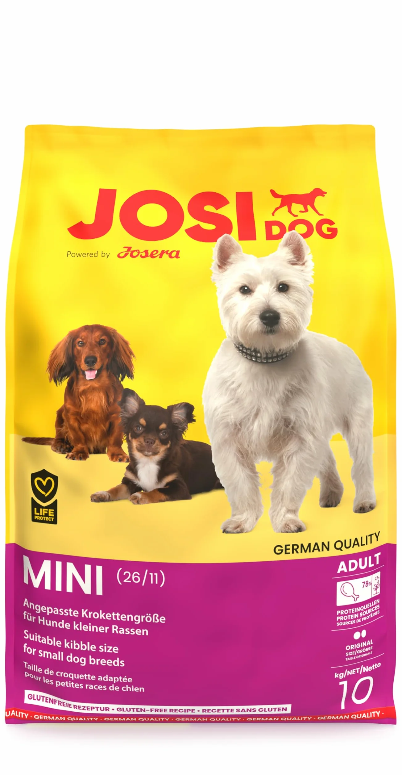 JosiDog Mini (1 x 10 kg) karma dla małych ras, sucha karma premium dla dorosłych psów powered by JOSERA 1 sztuka