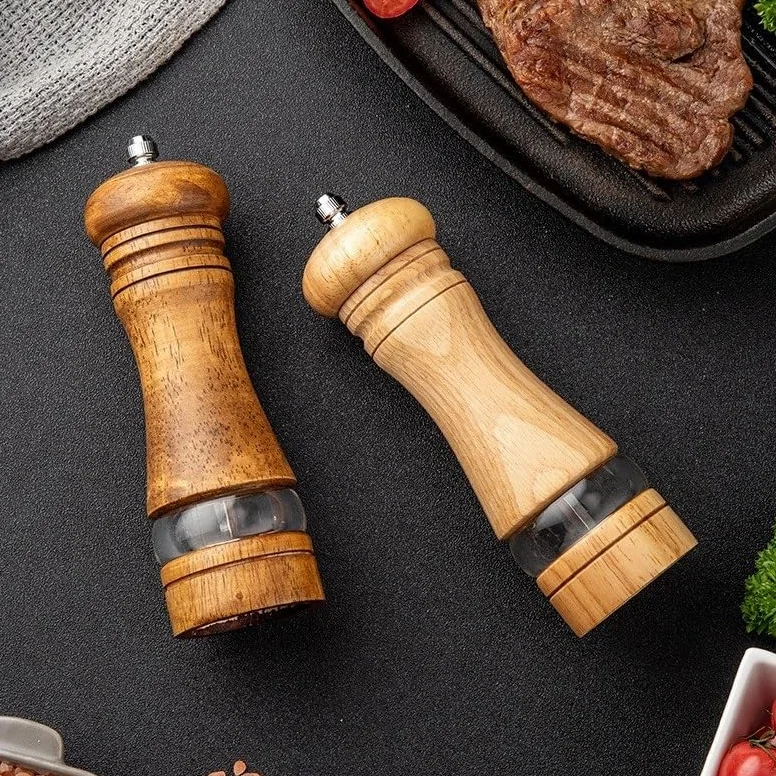 Młynek do pieprzu dębowego, ręczna butelka na przyprawy, wysokiej jakości, czarny młynek do pieprzu, do domu, kuchni, restauracji i spotkań na świeżym powietrzu