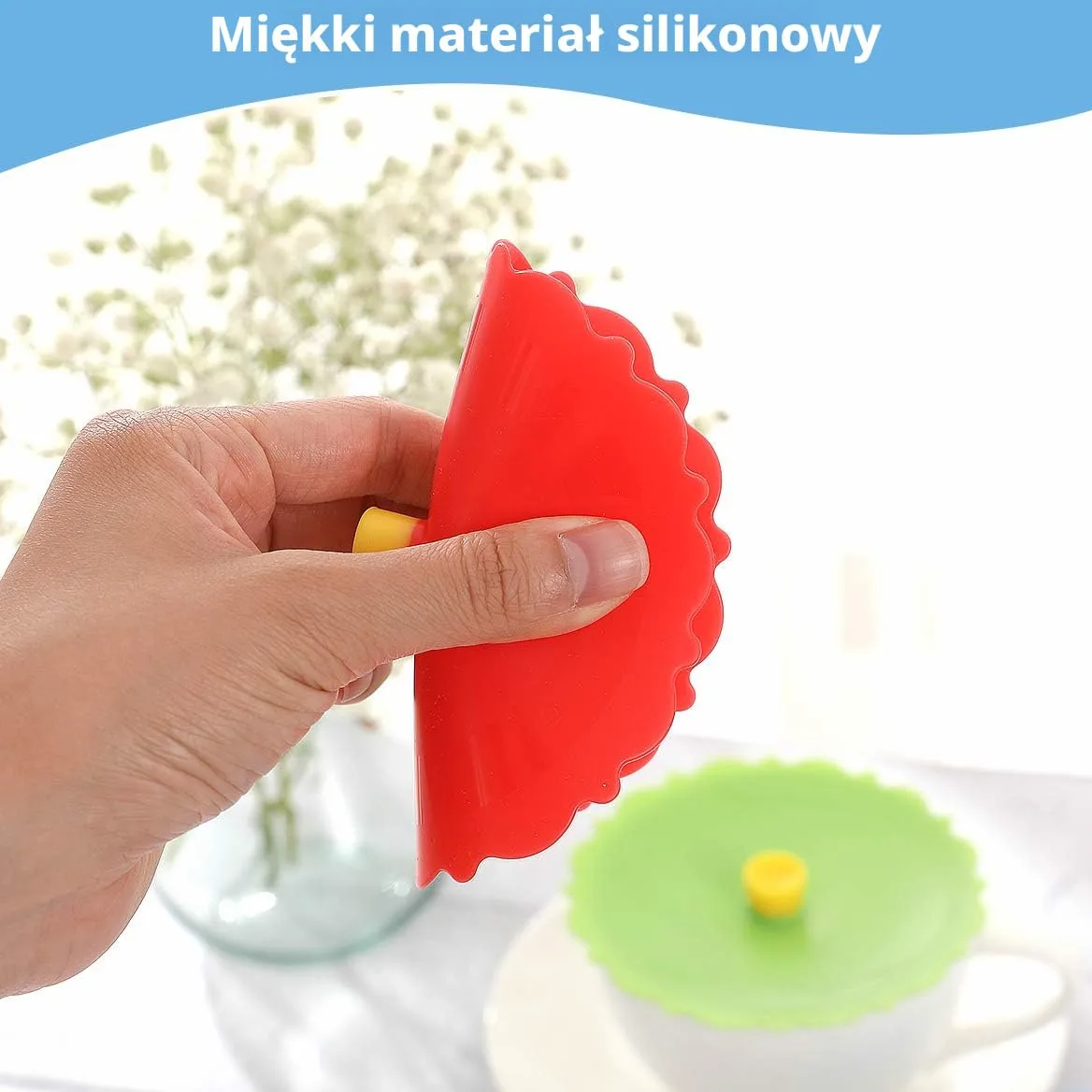 Silikonowe pokrywki na filiżanki (zestaw 4 sztuk), silikonowe pokrywki na filiżanki, kubki, dzbanki do herbaty, elastyczne pokrywki na filiżanki, pokrywki na gorące kubki do kawy i herbaty