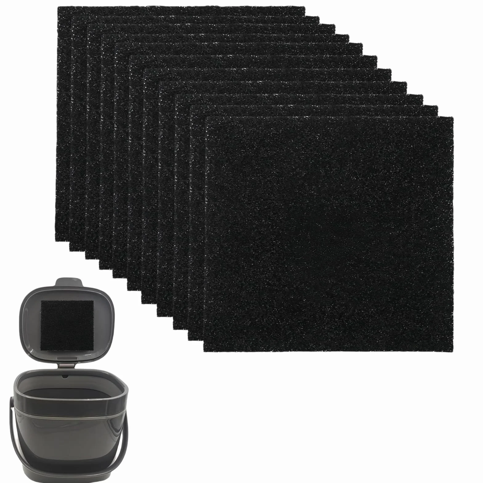 Filtr z węglem aktywnym, 10 sztuk, pojemnik na kompost, 11,5 x 10,5 cm, pojemnik na odpady organiczne, filtr z węglem aktywnym do kompostownika na odpady kuchenne, filtr zapachowy, pojemnik na