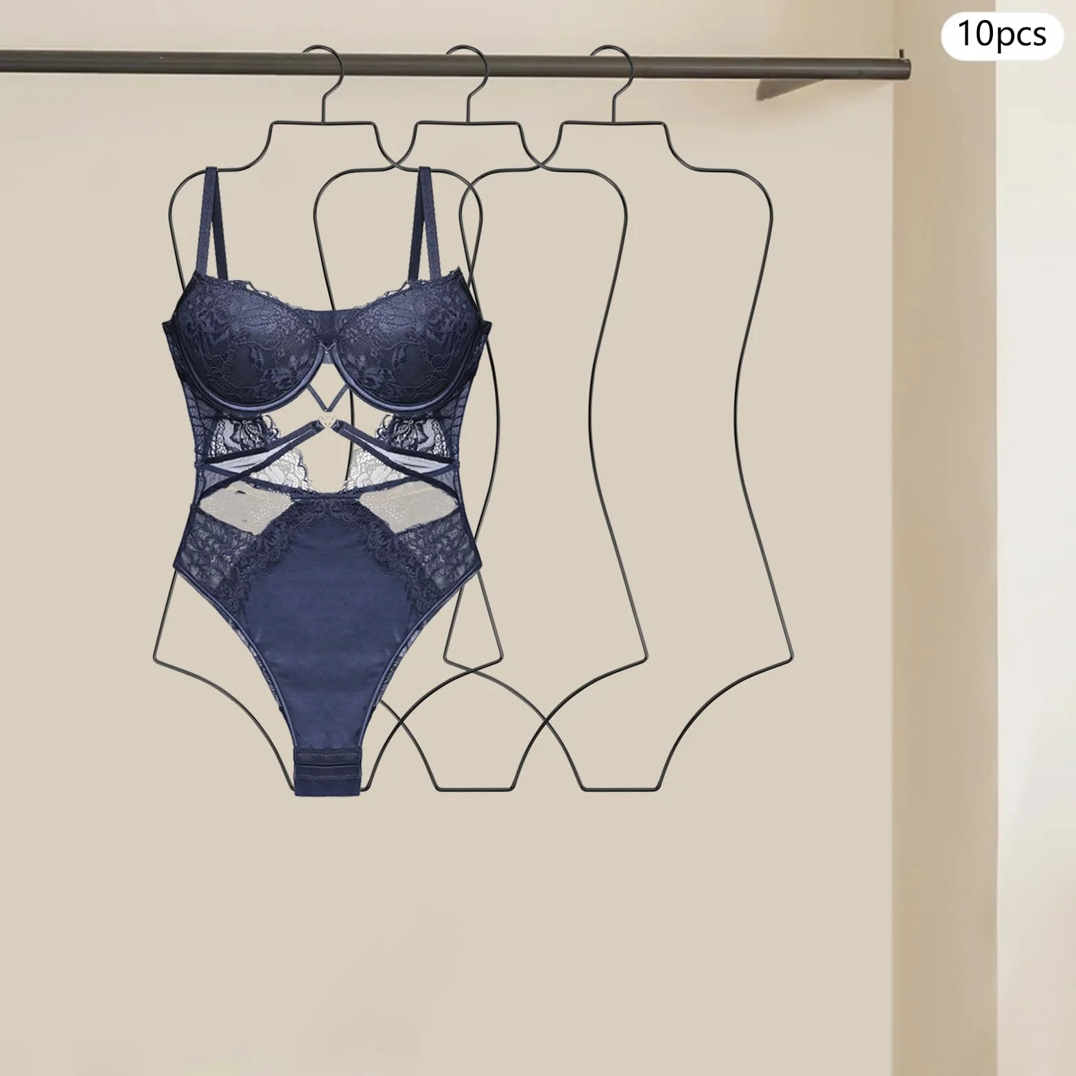 10-częściowy wieszak na ubrania do kostiumu kąpielowego, do ekspozycji bikini, stylowy pałąk druciany o kształcie ciała, składany, do przechowywania i prezentacji bikini i kostiumów