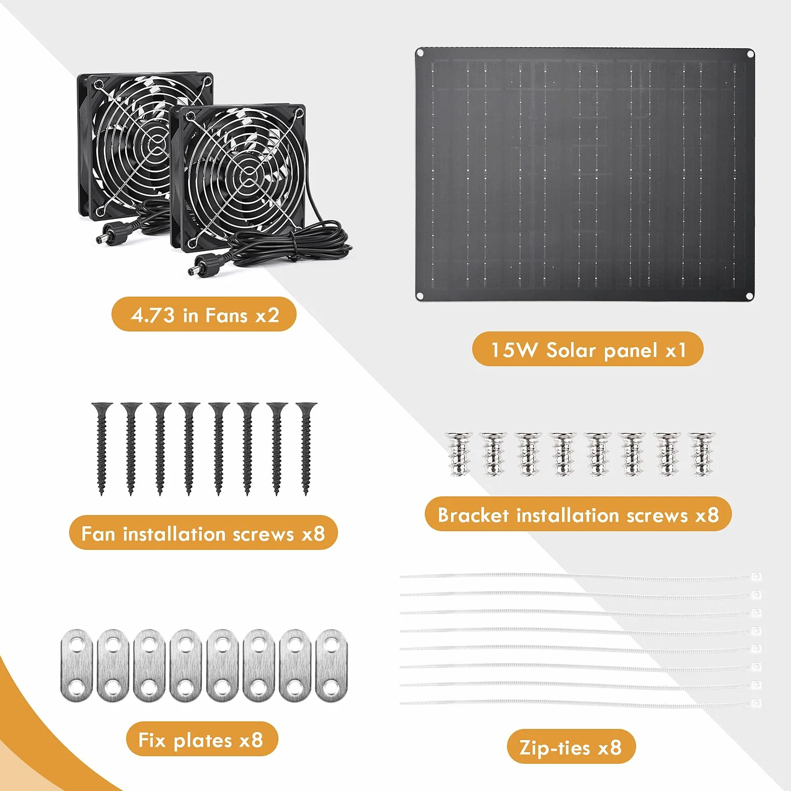 Gerbala Solarny podwójny wentylator wydechowy, 12 W, solarny wentylator do małych kurników, szop, domków dla zwierząt domowych, cyrkulacja powietrza na świeżym powietrzu, wodoszczelny