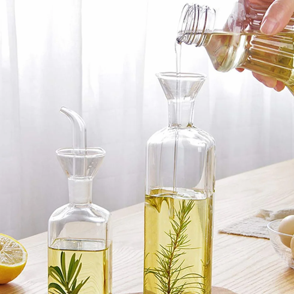 butelka na oliwę z oliwek ze szkła, dozownik na olej i ocet, butelka ze szkła, do gotowania, z dozownikiem do kuchni i grilla, 500ml…