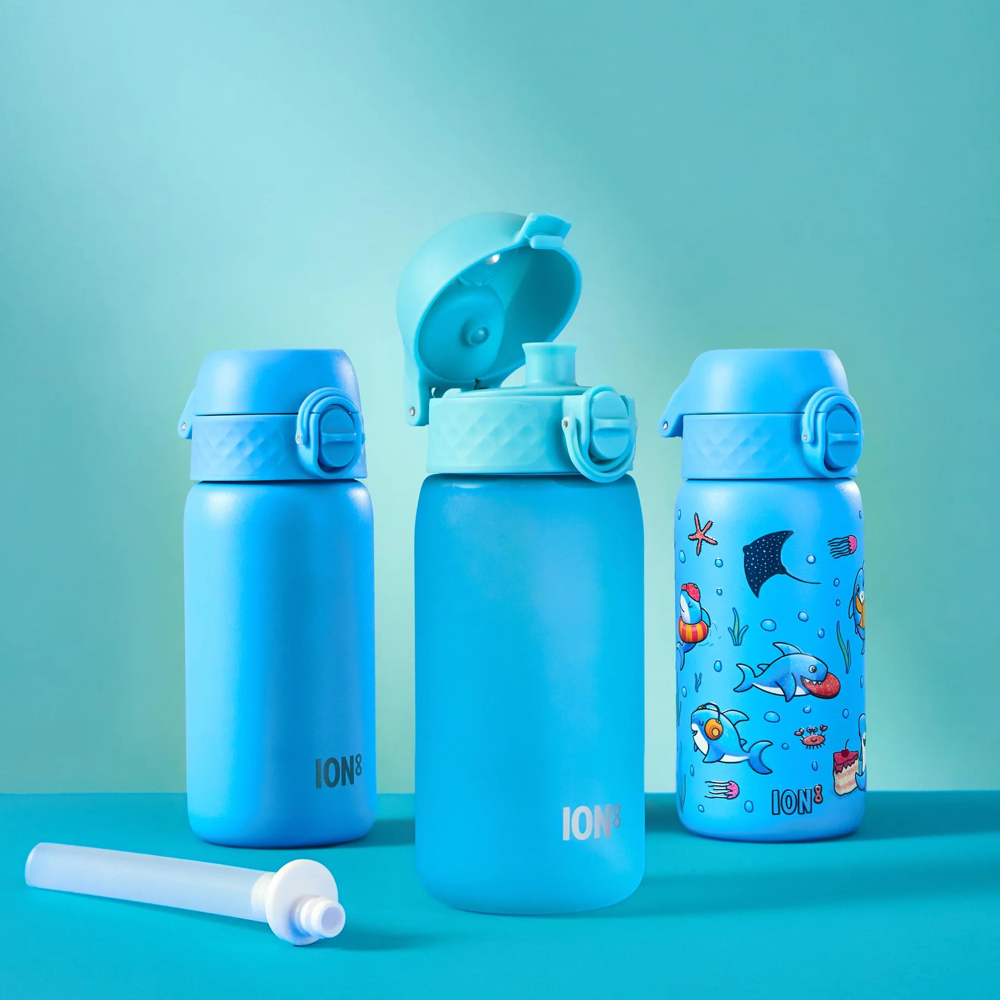 ION8 Butelka z Wyjmowaną Szeroką Słomką, 320ml, 350ml, 400ml, Bezpieczny, Łatwy do Czyszczenia, Przezroczysty