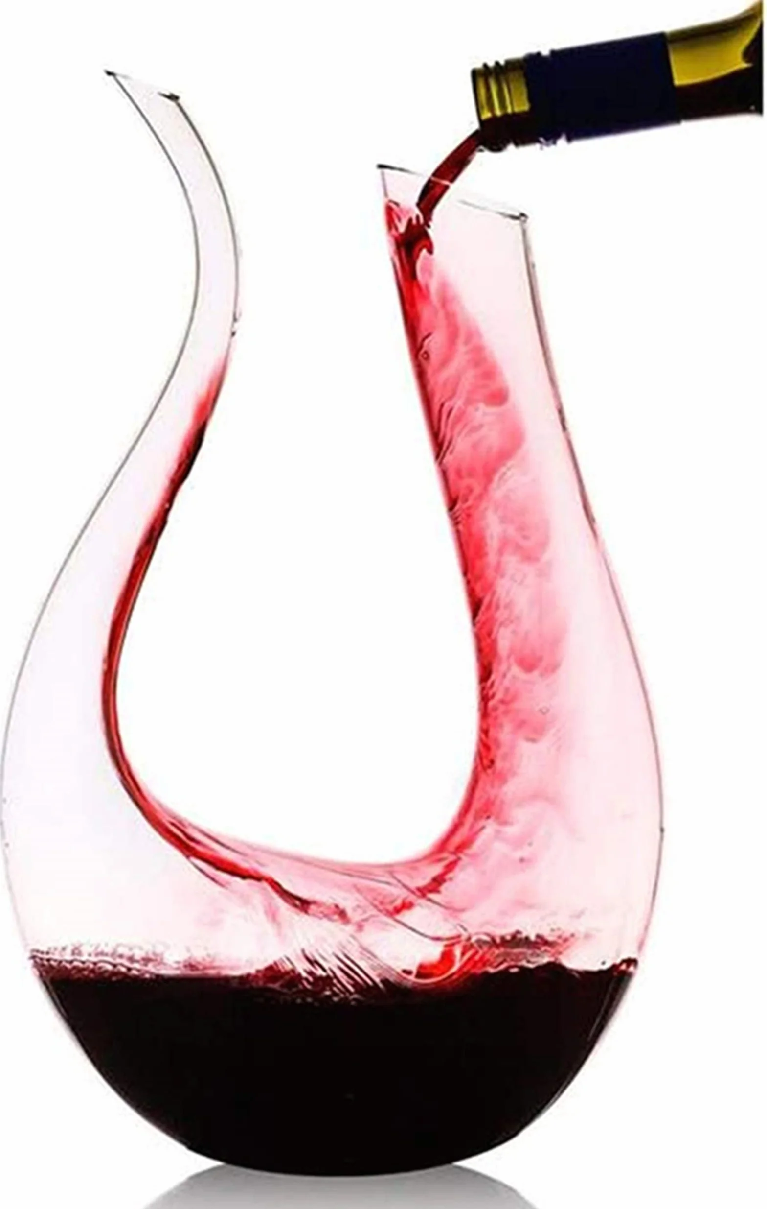 Karafka do wina - 100% bezołowiowa karafka do wina w kształcie litery U kryształowa karafka do wina czerwona ręcznie dmuchana karafka do wina 1,5 l