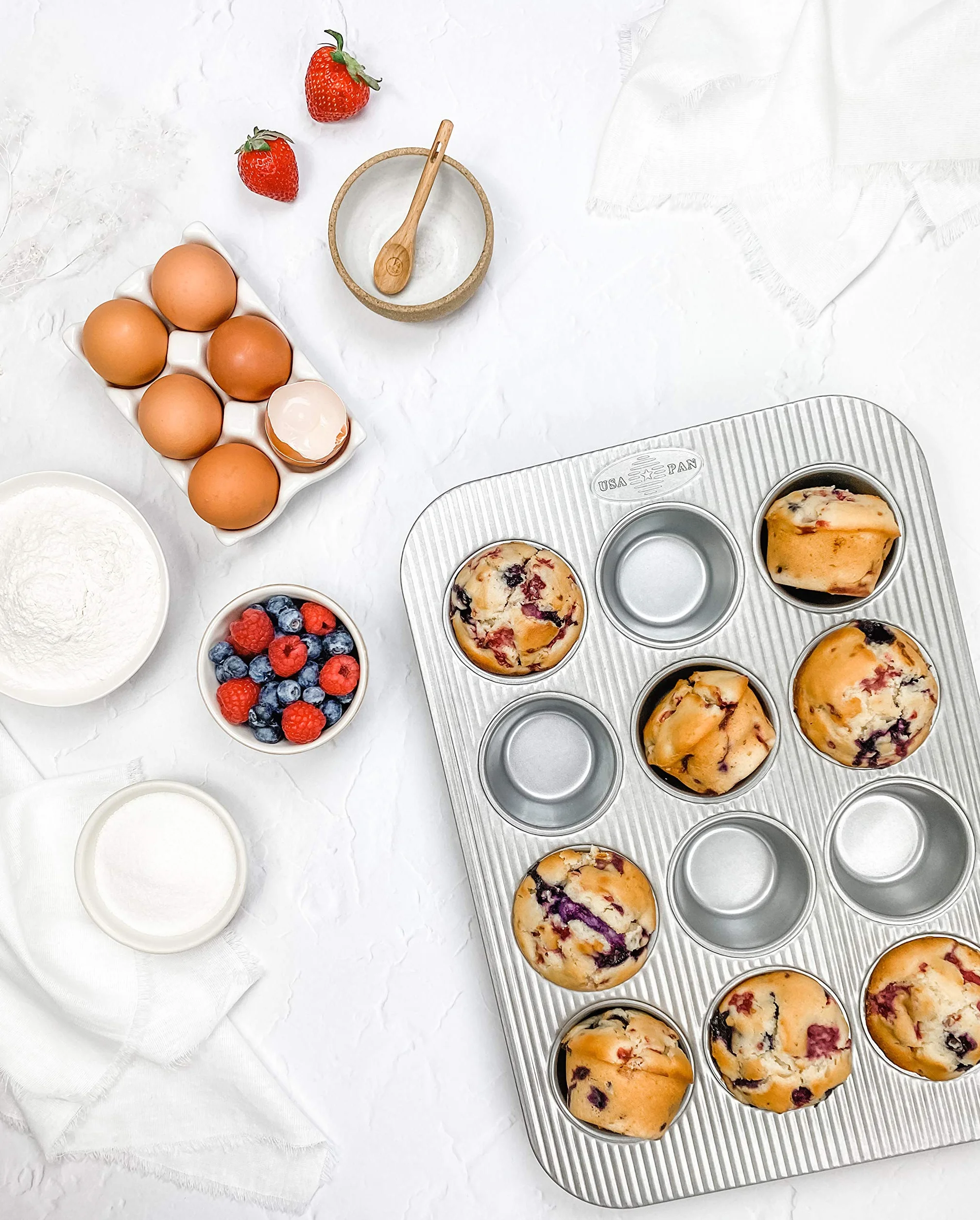 USA patelnia do pieczenia babeczek i muffinek, nieprzywierająca powłoka szybkiego uwalniania, 12-studzienna, zestaw 2 szt., stal aluminiowa