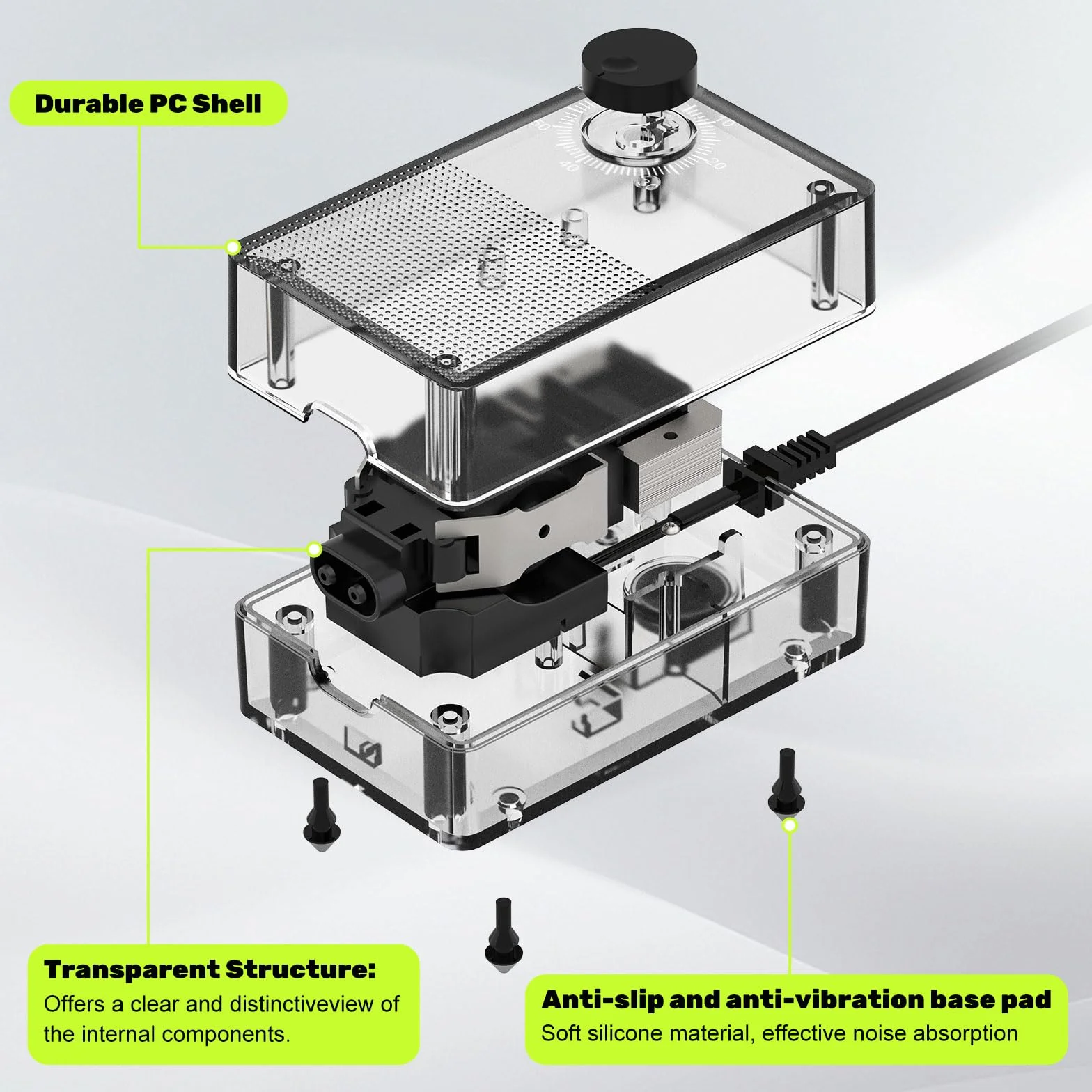 hygger Pompa tlenowa do akwarium, pompa powietrza 1,5 W, cichy perlator < 40 dB, regulowana pompa membranowa 800 ml/M, energooszczędna z przezroczystą strukturą, do basenów rybnych i nanoakwariów