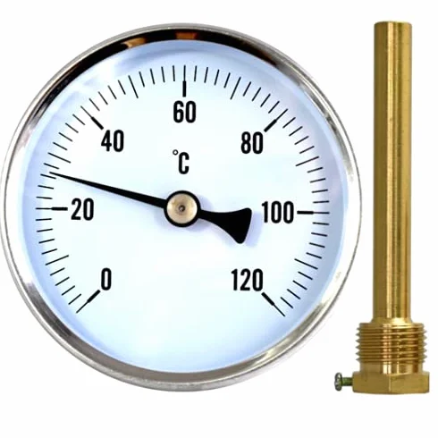 Termometr do wędzarni, duża Ø 80 mm, kalibrowany 1/2" 120°C