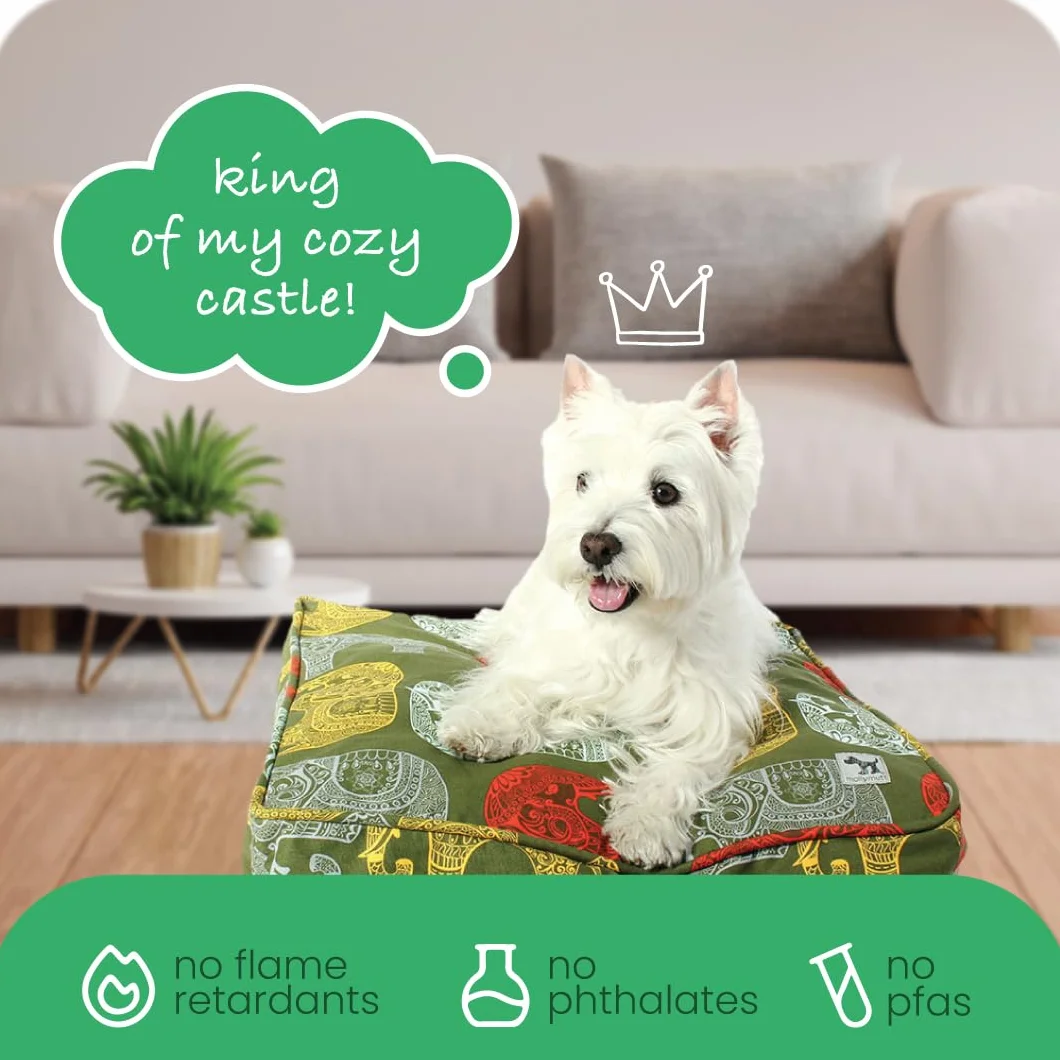 Molly Mutt Poszewka na legowisko dla psa, nadająca się do prania, bawełniana narzuta na łóżko dla psa, parada słonia, rozmiar M/L, 69 cm