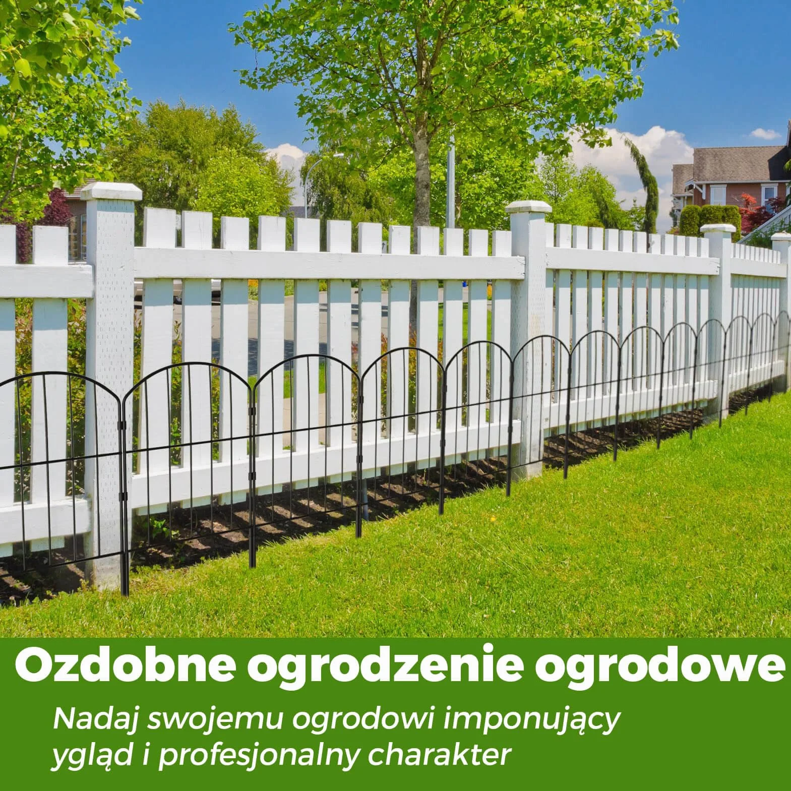 Ogrodzenie ogrodowe, 10 sztuk, kompletny zestaw dekoracyjny, metalowy płot wtykowy, łuk, płot ogrodowy, metalowe elementy ogrodzenia, ogrodzenie dla psów (łuk górny-B)