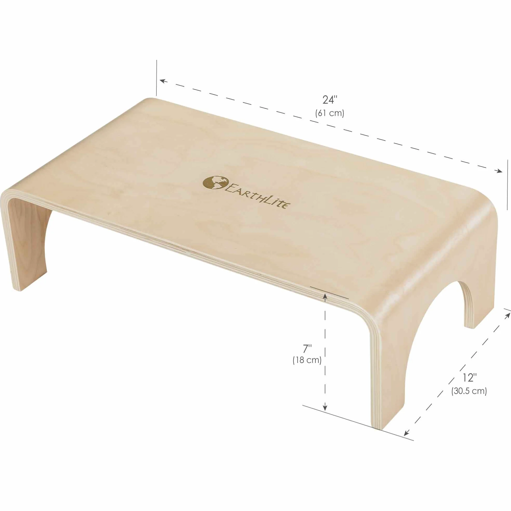 EARTHLITE Drewniany stołek Big Step – stopień/taboret z uszlachetnionego, zrównoważonego rozwoju drewna klonowego, wysoka jakość i stabilność (18 cm)