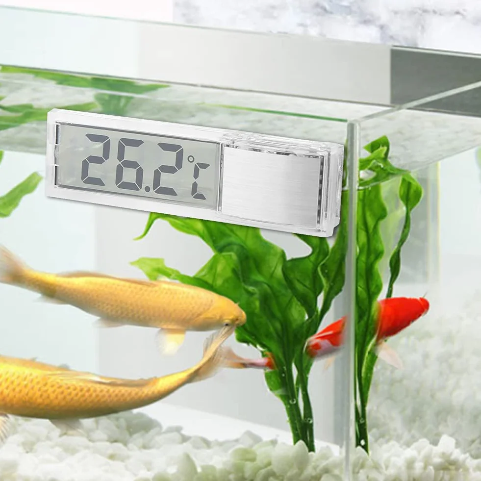 Cyfrowy Termometr do Akwarium, Termometr do Akwarium 3D z Dużym Wyświetlaczem LCD, Termometr do Gadów Elektroniczny Przezroczysty Wskaźnik Temperatury do Pomiaru Temperatury Wody