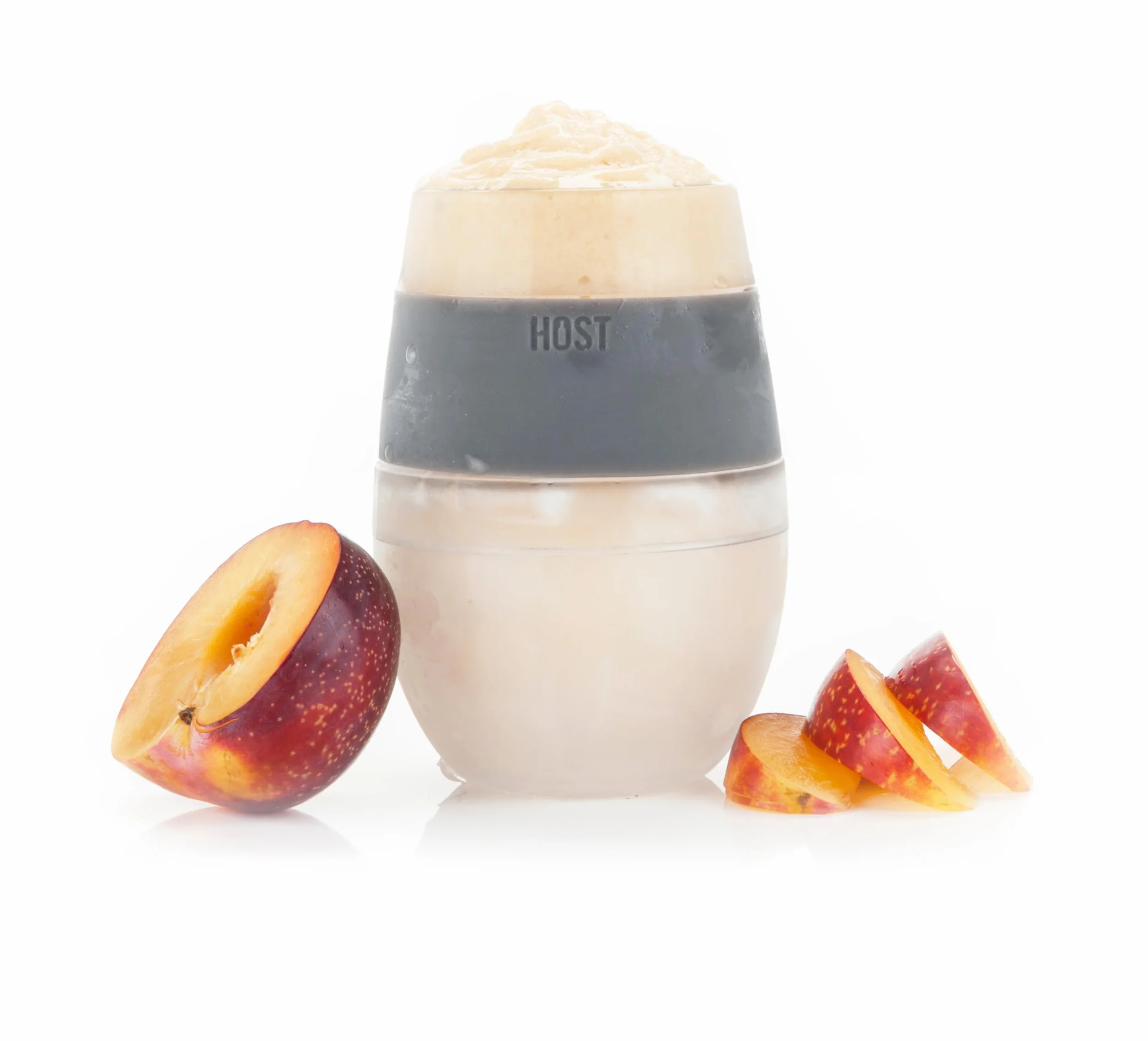 Host Kubek chłodzący z podwójną ścianką, izolowany kubek chłodzący z żelem, szklanki do czerwonego i białego wina, 250 ml, zestaw 2 szt., szary z pokrywką, silikon, 2 sztuki (1 szt.)