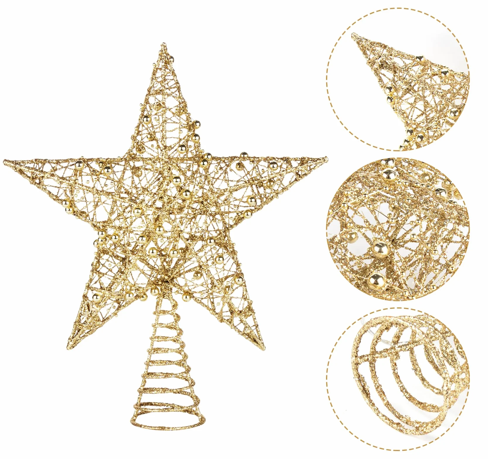 Christmas Tree Topper Star, 30 cm, złota dekoracja bożonarodzeniowa na choinkę w każdym rozmiarze, na biurko, imprezę, Święto Dziękczynienia, dekoracja wnętrz