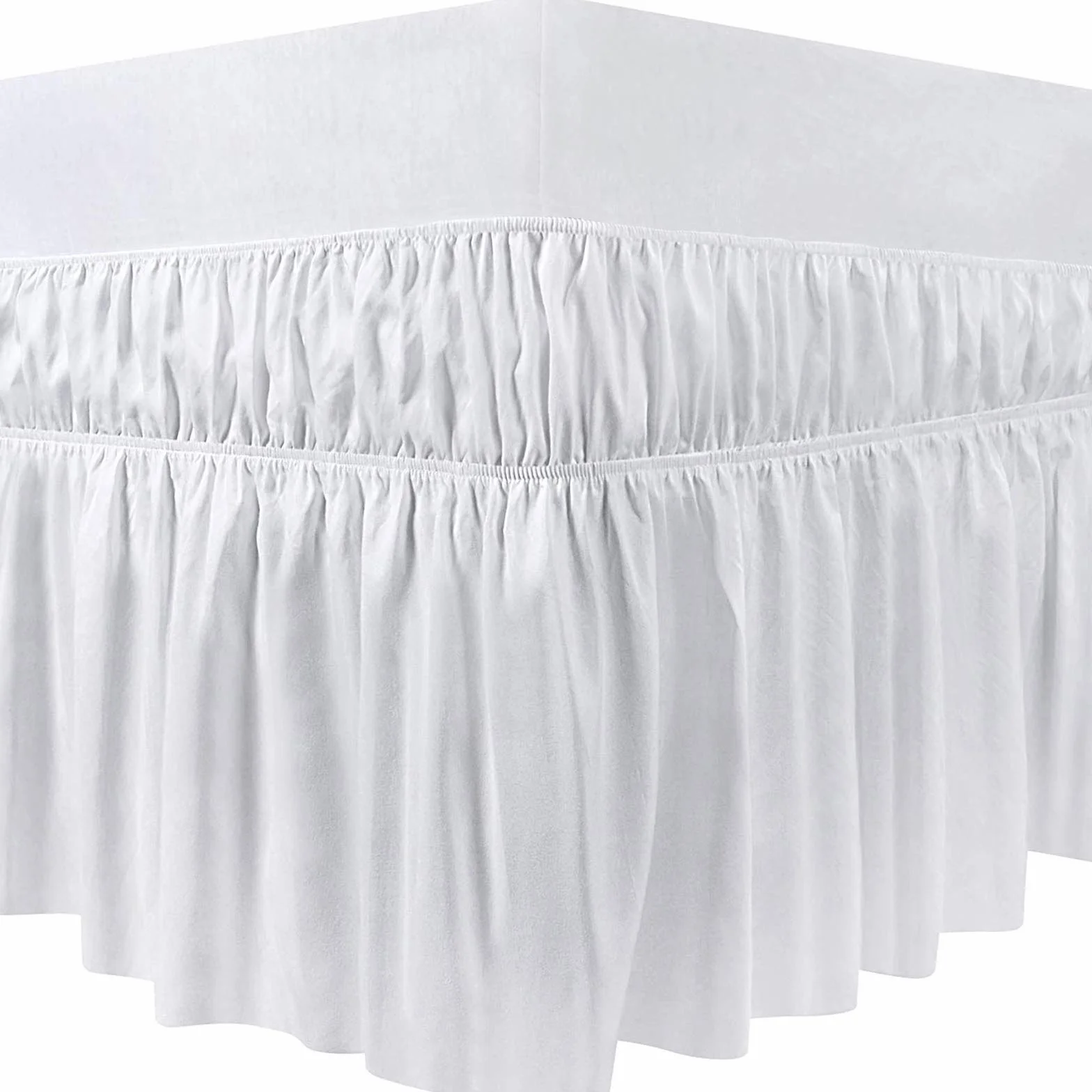 Spódnica do łóżka (150 x 200 x 40 cm) plisowana spódnica do łóżka z falbankami, elastyczna falbanka przeciwpyłowa Ruffled Solid Bed Rock, Wrap around Style, elastyczna narzuta na łóżko, spódnica