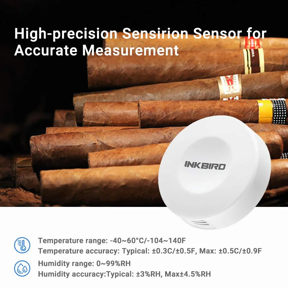 Inkbird IBS-TH1 Wewnętrzny termometr zewnętrzny Higrometr Bluetooth z aplikacją Smart Sensor z ekranem LED