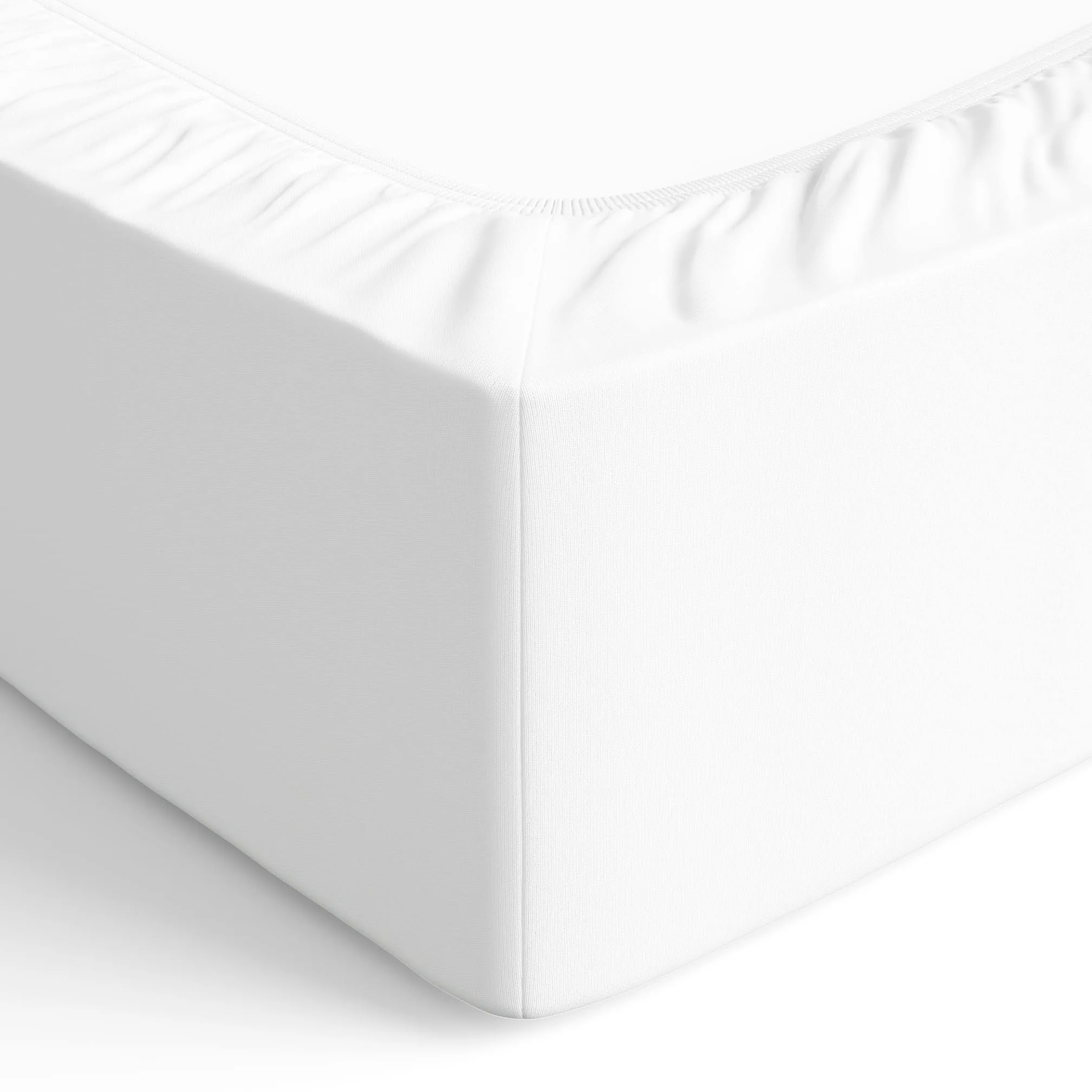 Amazon Basics - Prześcieradło z gumką, dżersej, białe – 90 x 200 cm