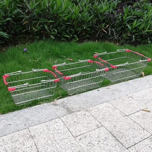Odporny na rdzę metalowy kosz na zakupy z uchwytem wiejskim - przechowywanie drutu do artykułów spożywczych i domowych nizacji - stylowe i funkcjonalne akcesorium