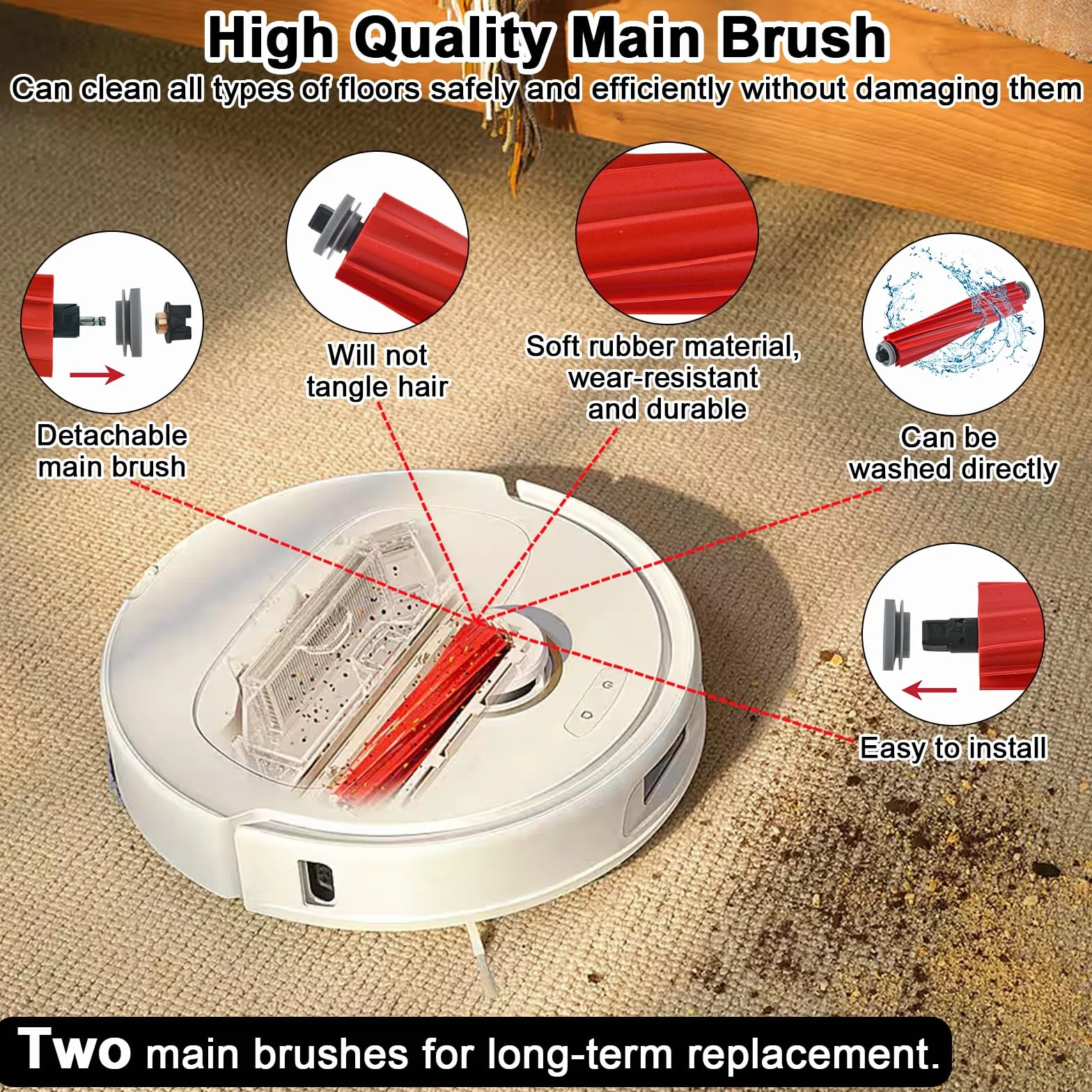 Akcesoria zamienne do Roborock Qrevo S/Qrevo Pro/Q Revo MaxV/Qrevo Plus Robot Vacuum Cleaner Kit, 2 x szczotka główna, 4 filtry Hepa, 4 szczotki boczne, 8 mopów, 6 worków na kurz