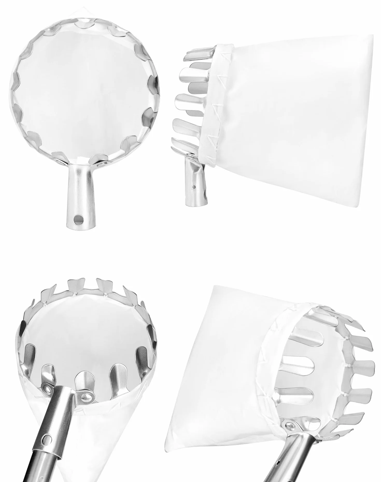 QWORK® Metalowy zbierak do owoców zbieracz do jabłek zbieracz do wiśni z bawełnianą torbą - Ø14cm