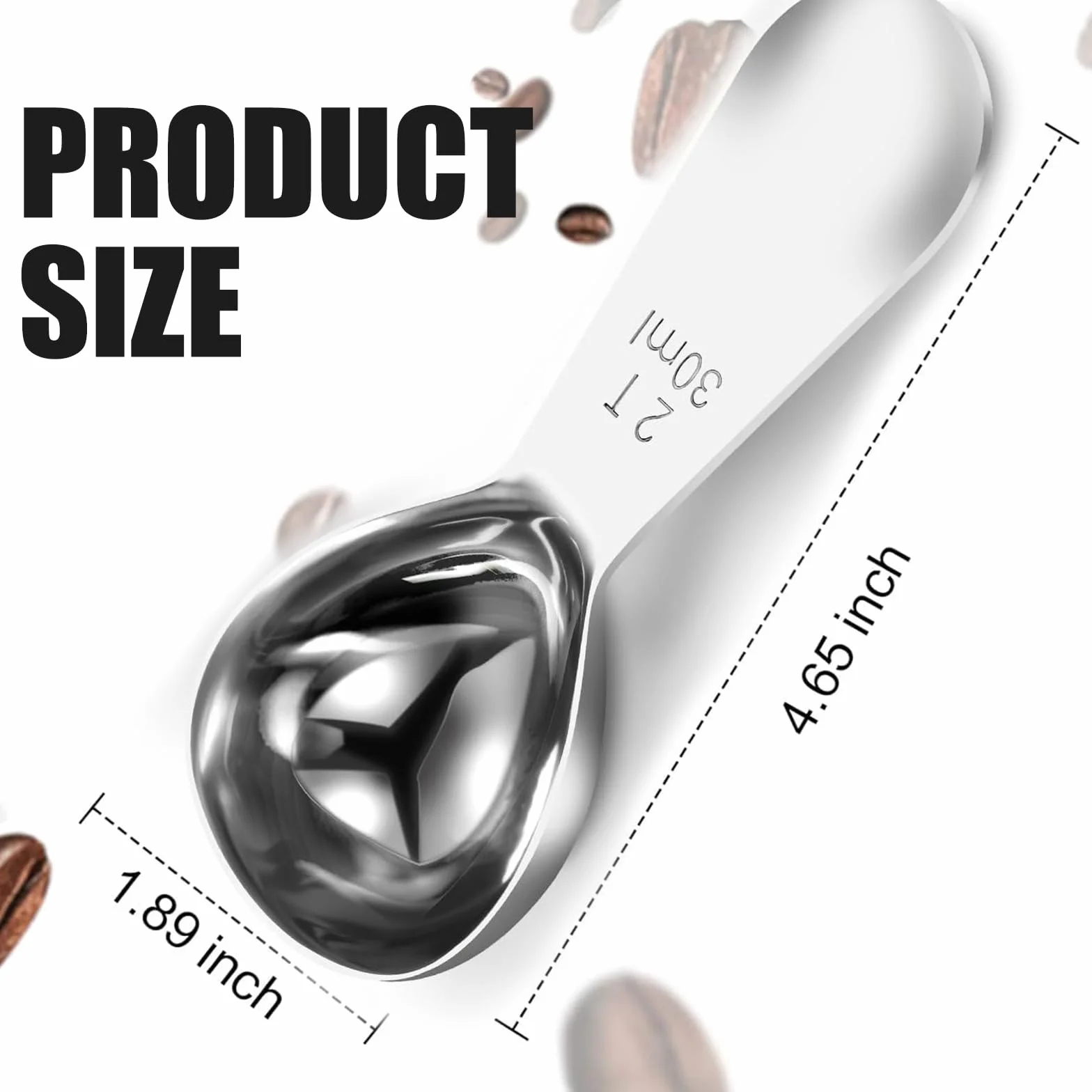 Łyżka do odmierzania, 30ml Łyżeczka do odmierzania do kawy, stal nierdzewna Łyżki do odmierzania z krótkim uchwytem, do kawy mielonej, herbaty, mleka w proszku, mąki (Srebrny)