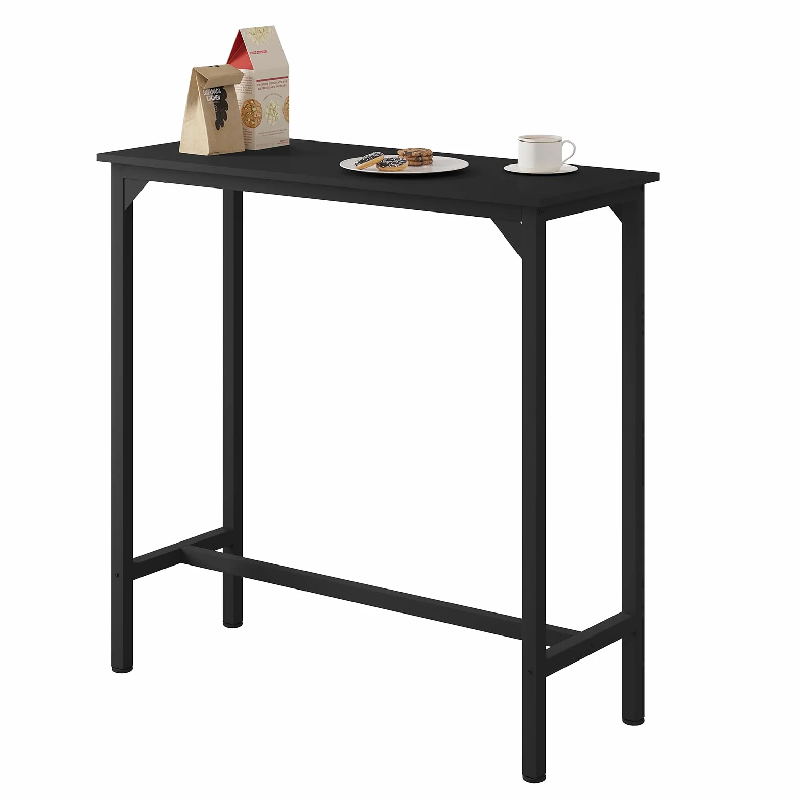 EUGAD Stół barowy 100 x 40 x 100 cm, wąski stolik stojący z metalu i drewna, wysoki stół kuchenny, stół wysoki, do kuchni, baru, bistro