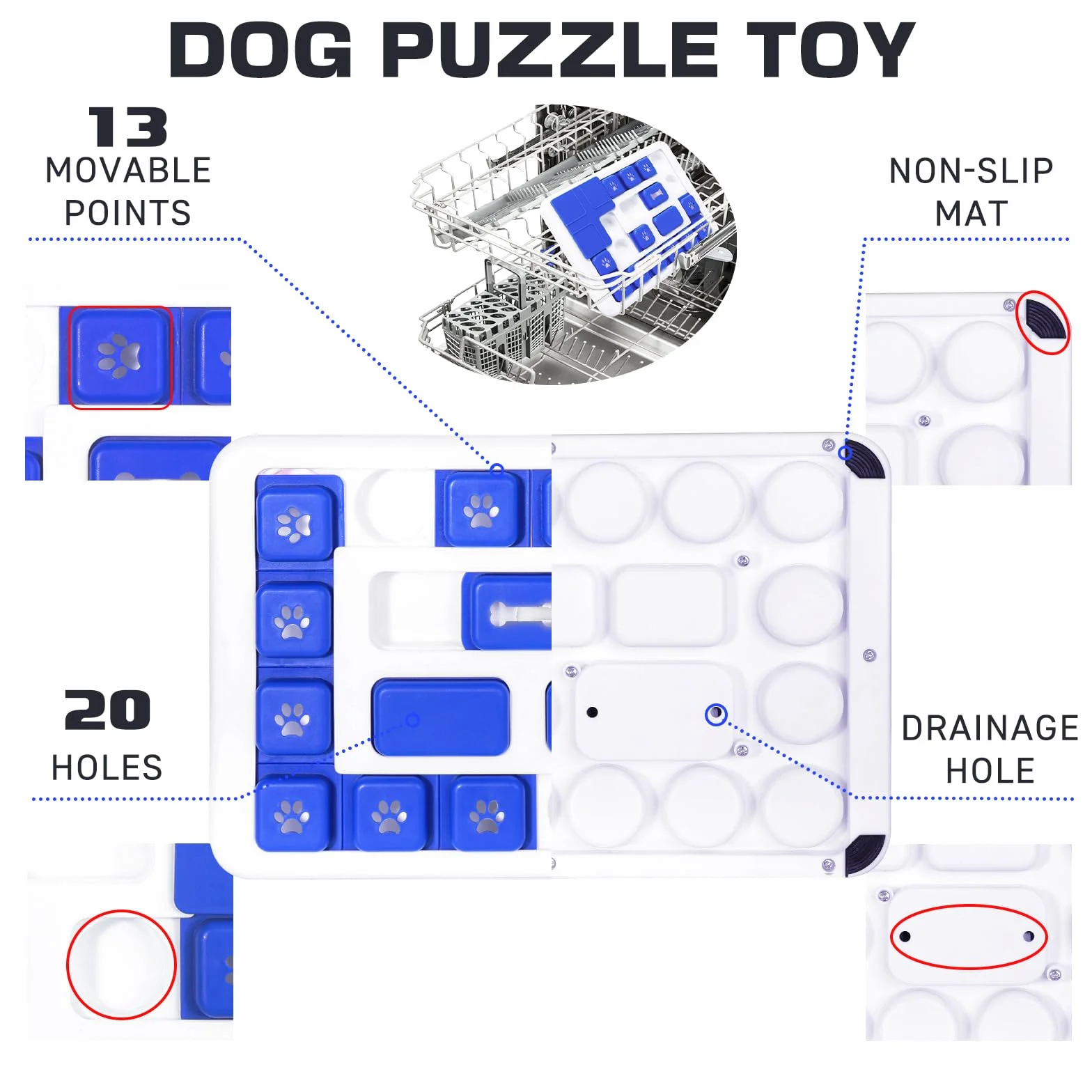 Interaktywne puzzle dla psów, zabawki dla nudy, karmniki dla małych, średnich, dużych szczeniąt, dozownik smakołyków, zabawki na prezenty, stymulacja mózgu dla Iq, powolny podajnik