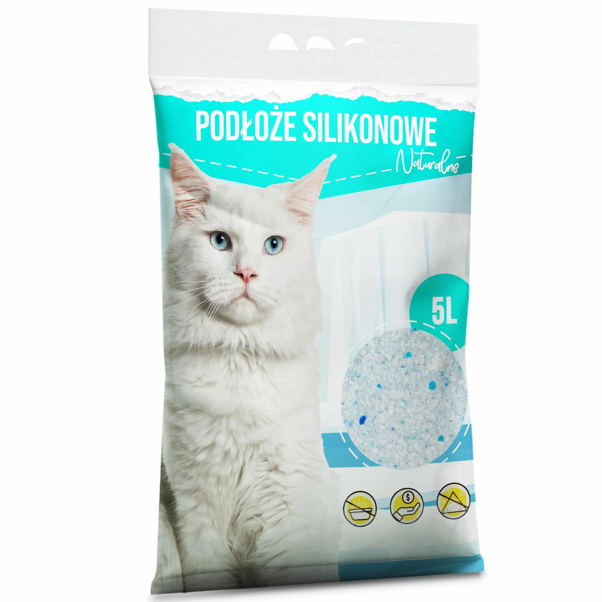 Żwirek Silikonowy dla Kota 5L Extradrobny Naturalny Bezzapachowy Antybakteryjny