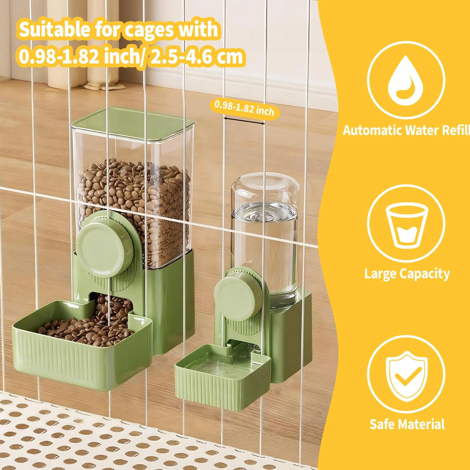 Wiszący automatyczny dozownik wody dla zwierząt 2w1 1200ml 500ml zielony