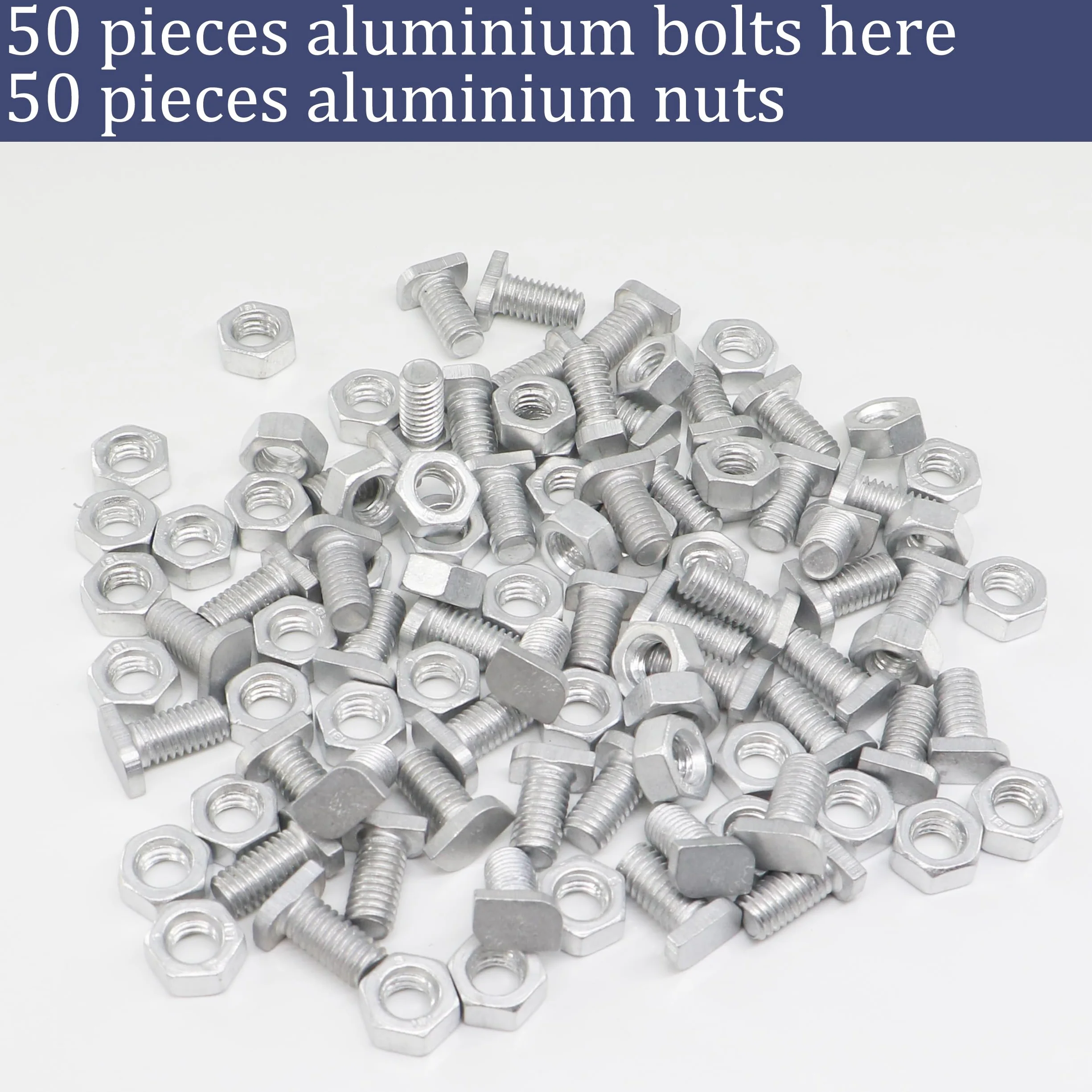 50 zestawów nakrętek i śrub do szklarni, aluminiowe nakrętki sześciokątne i śruby z łbem walcowym do naprawy budynków, szklarni, niezbędne akcesoria