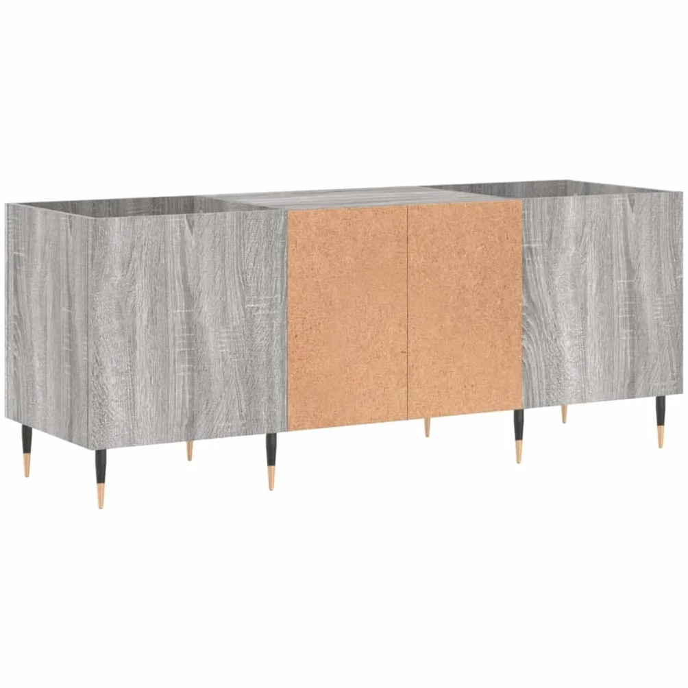 Szafka panelowa Sonoma szara, materiał drewnopochodny z żelaznymi nogami, 121 x 38 x 48 cm, szafka winylowa na płyty winylowe LP, do przechowywania, do salonu i sypialni