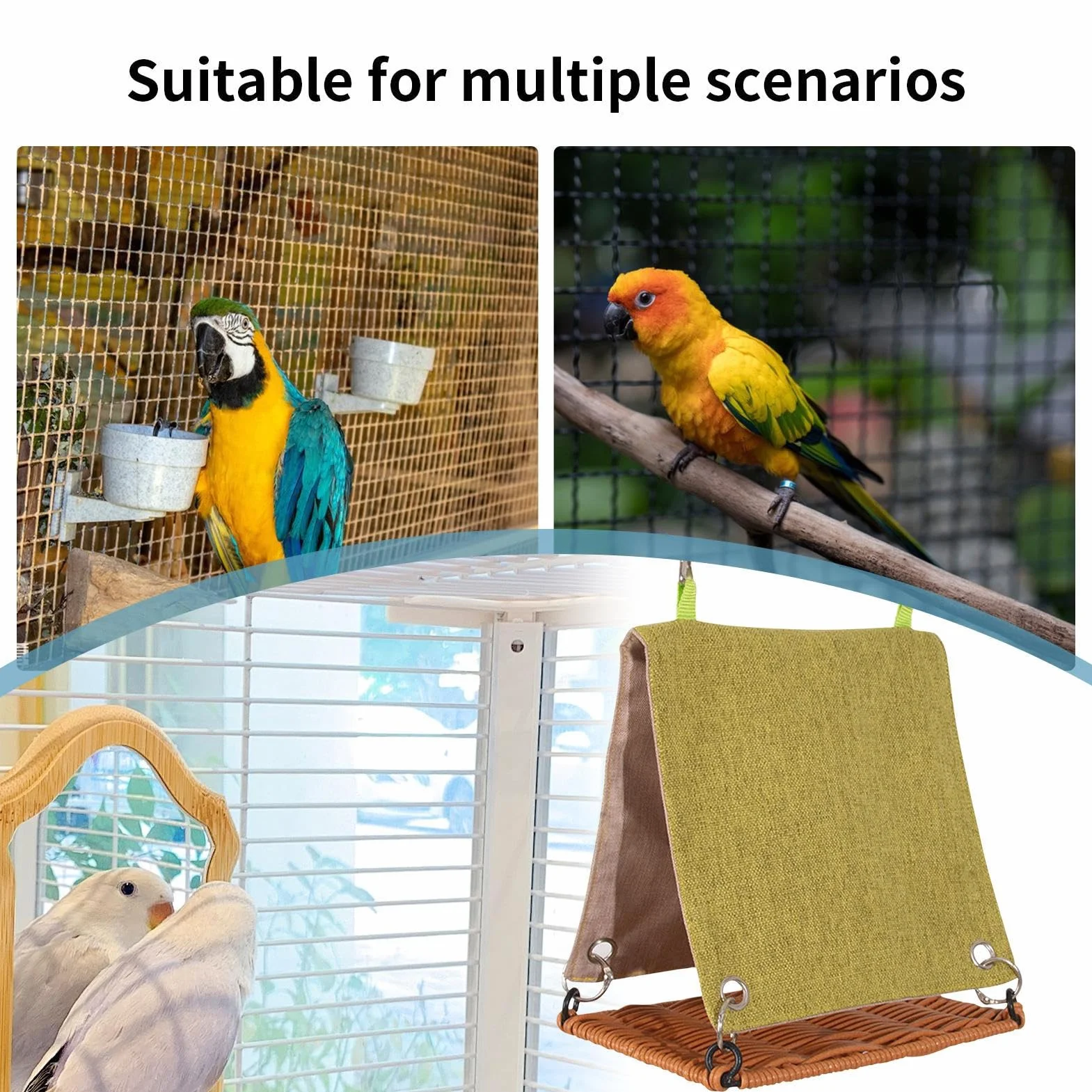 Rattan Swing Bird Hut Hammock 5.91x3.94x5.51 inches Cozy Nest Cage Accessory for Lovebirds Parakeets Cockatiels Budgies