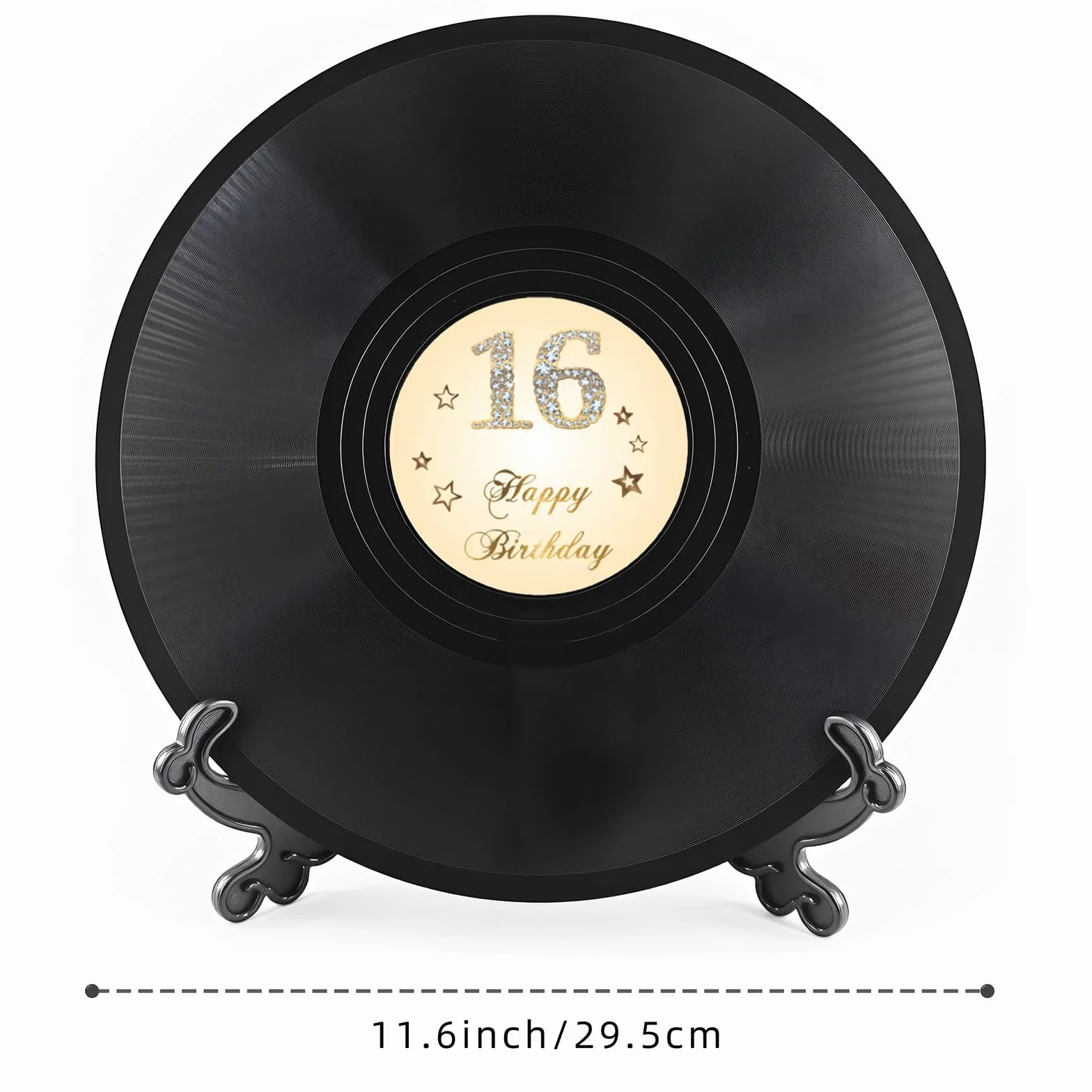 Płyta winylowa 'Sweet 16 Birthday' dekoracje 38 cm x 11,15 cm, dekoracje na 16. urodziny, przyjęcie, plakat, alternatywa dla księgi gości na 16. urodziny, świetny prezent dla dziewcząt lub chłopców