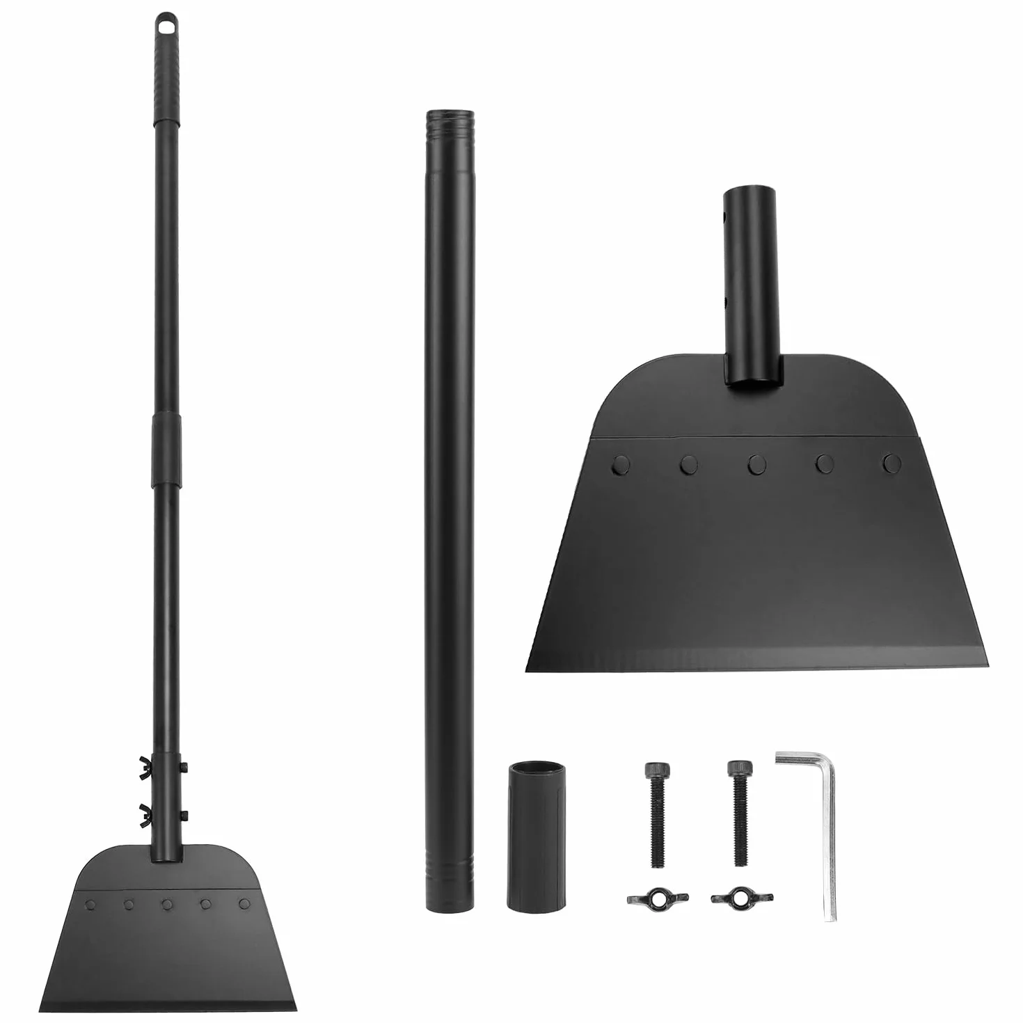 QWORK® Łopata do czyszczenia ogrodu, łopatka ogrodowa, łopata do śniegu, stal, do pielenia, krawędzi i usuwania lodu w zimie, z regulowanym uchwytem
