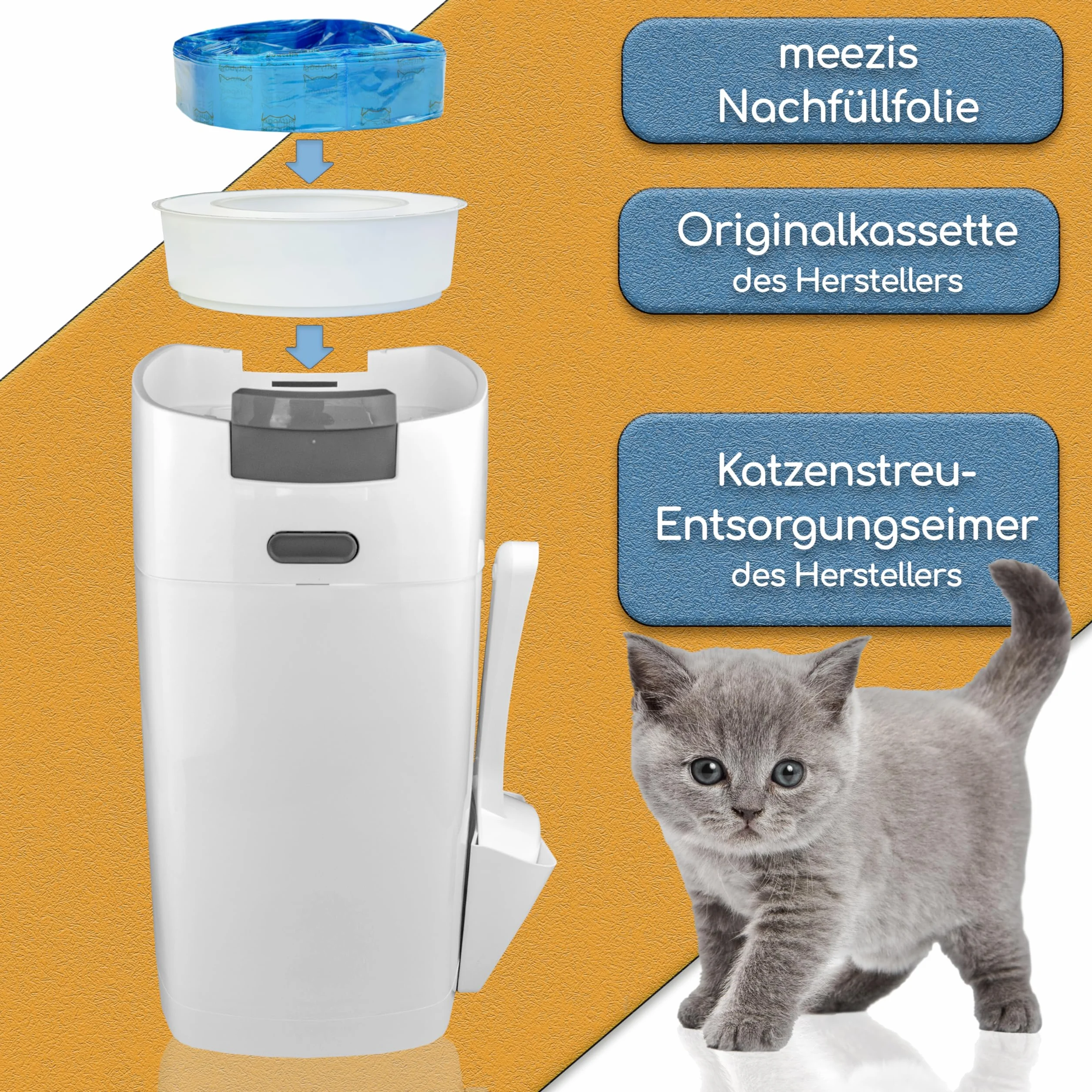 meezis Folia uzupełniająca, 8 sztuk – kompatybilna z kasetami uzupełniającymi do kosza na śmieci dla kotów; bezzapachowe i wytrzymałe folie uzupełniające do koszy na śmieci dla kotów (8 sztuk)