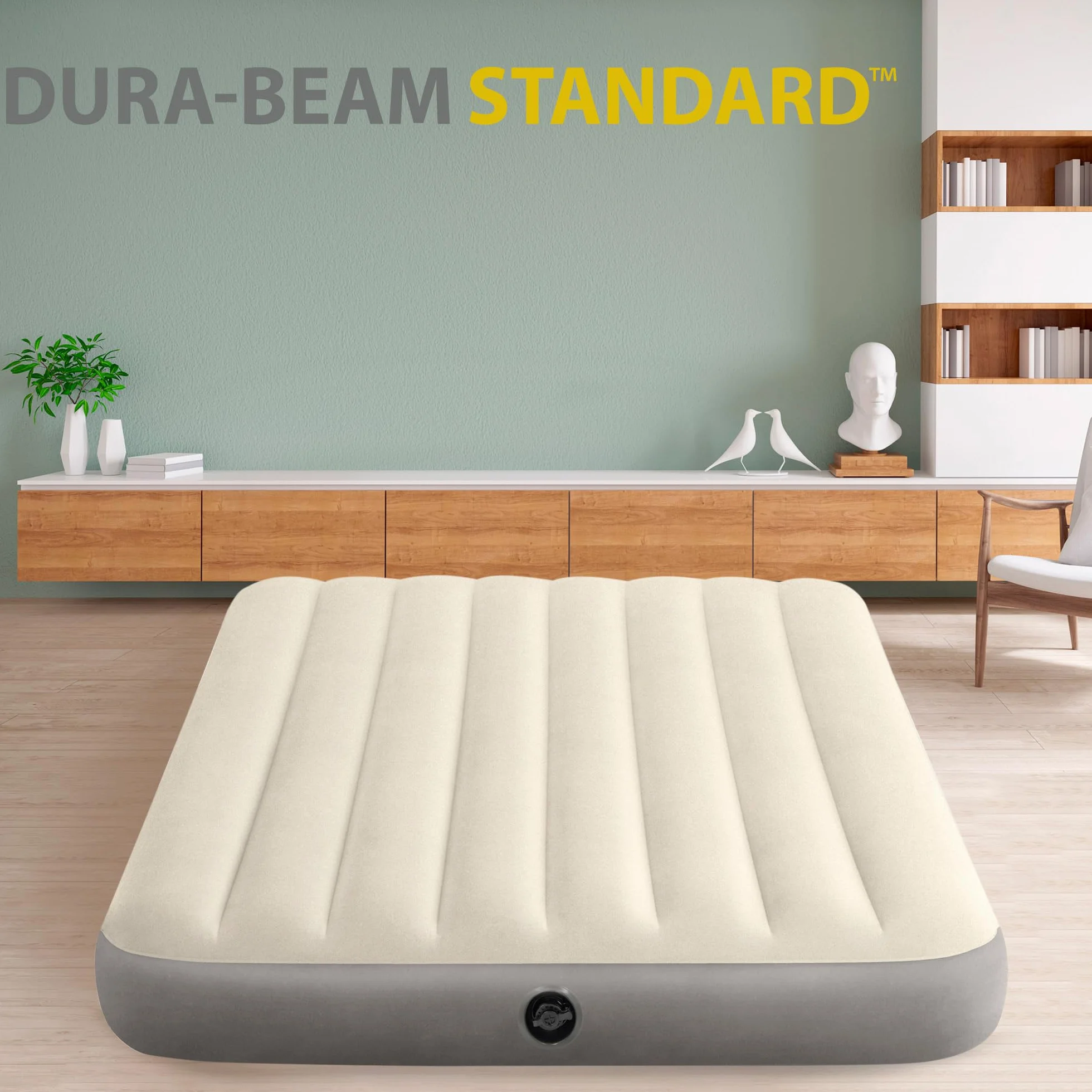 Intex Dura-Beam Materac Nadmuchiwany, Winyl, Szary, 191 x 137 x 25 cm